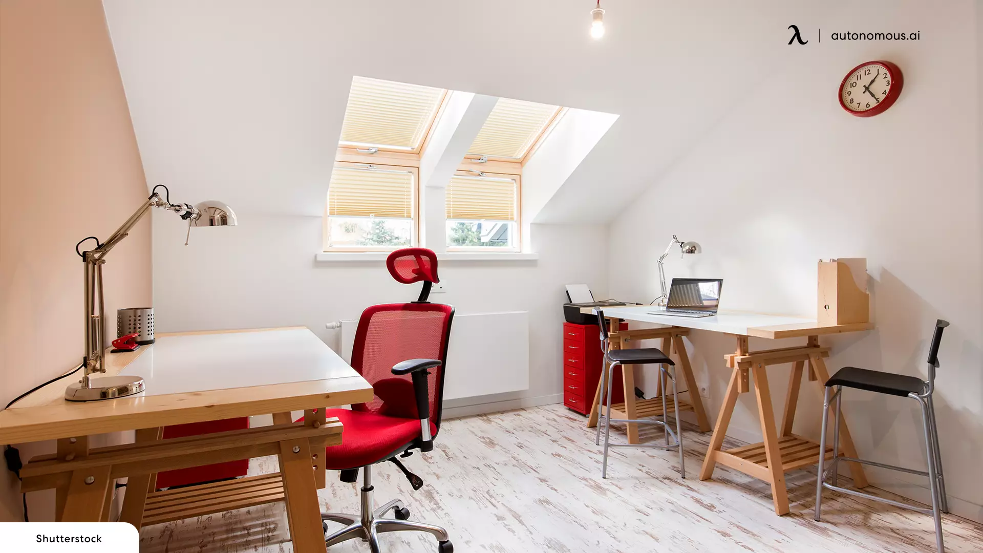 Realign the desk in loft office ideas