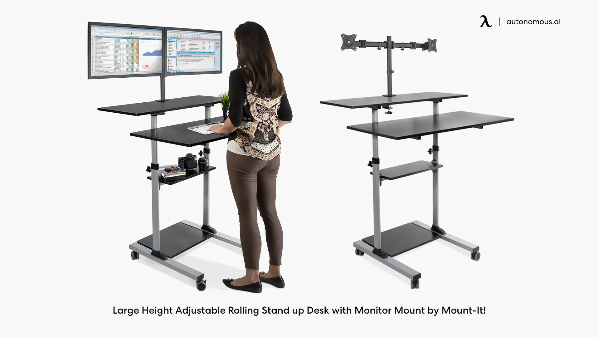 Mount-It! Large Standing Desk with Dual Monitor Mount
