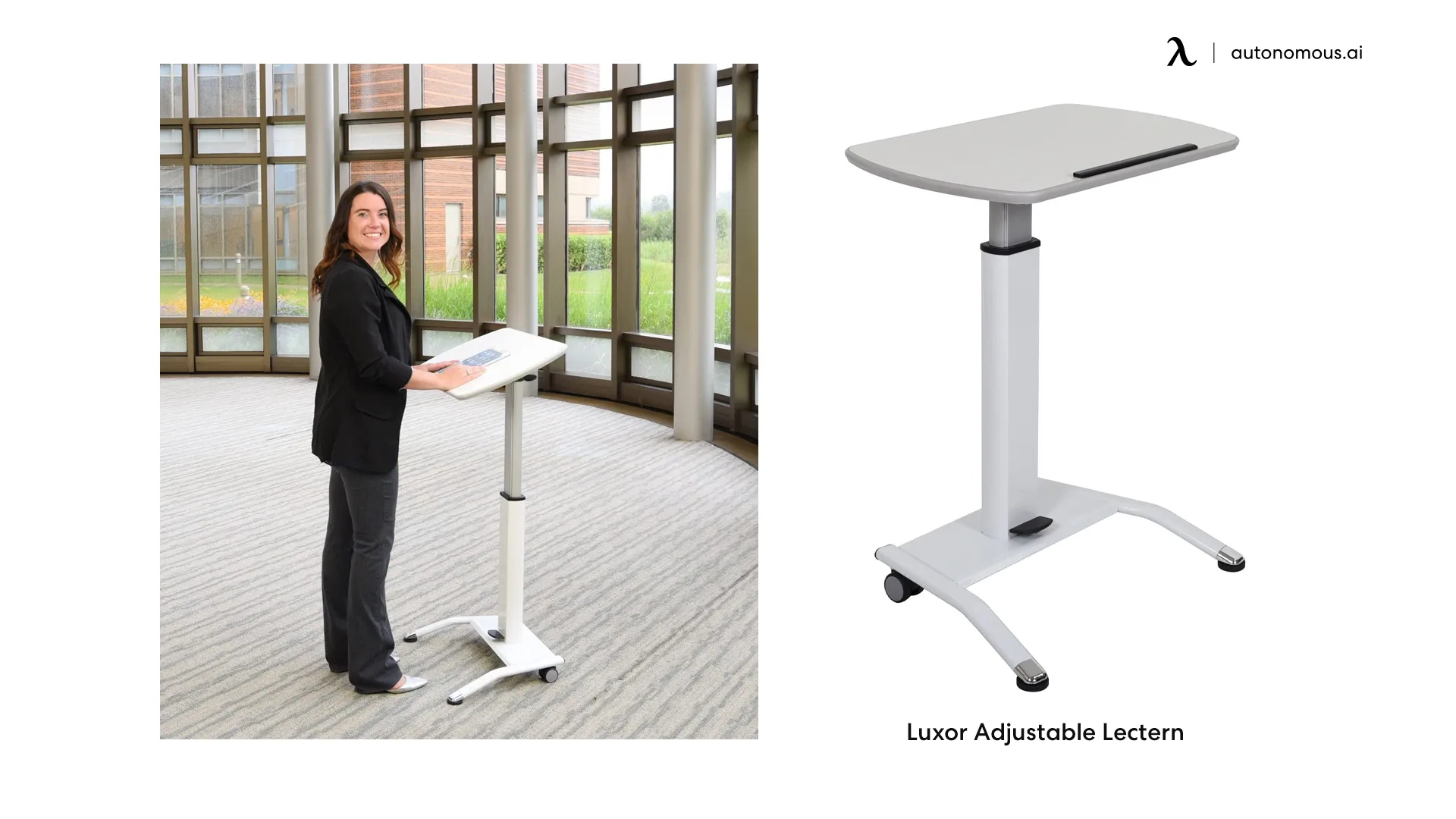 Luxor Adjustable Lectern standing desk on wheels
