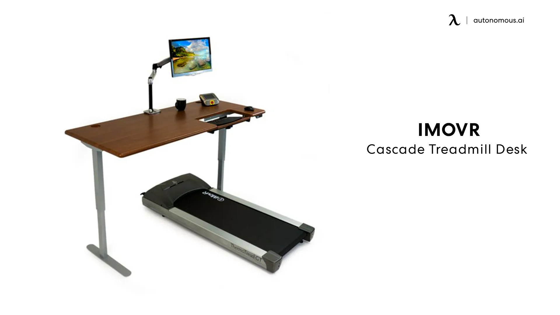 iMovR Cascade standing desk with treadmill
