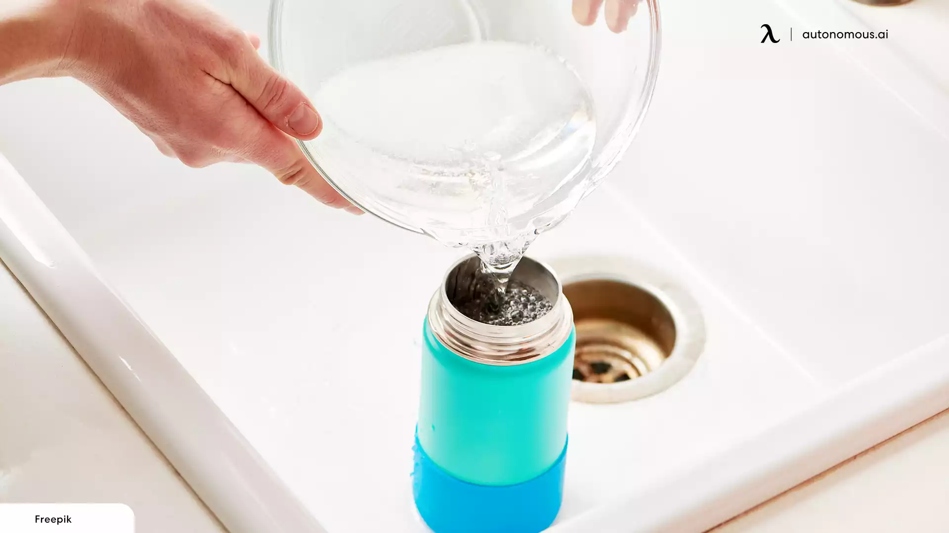Washing a Bottle with Dish Soap and Warm Water