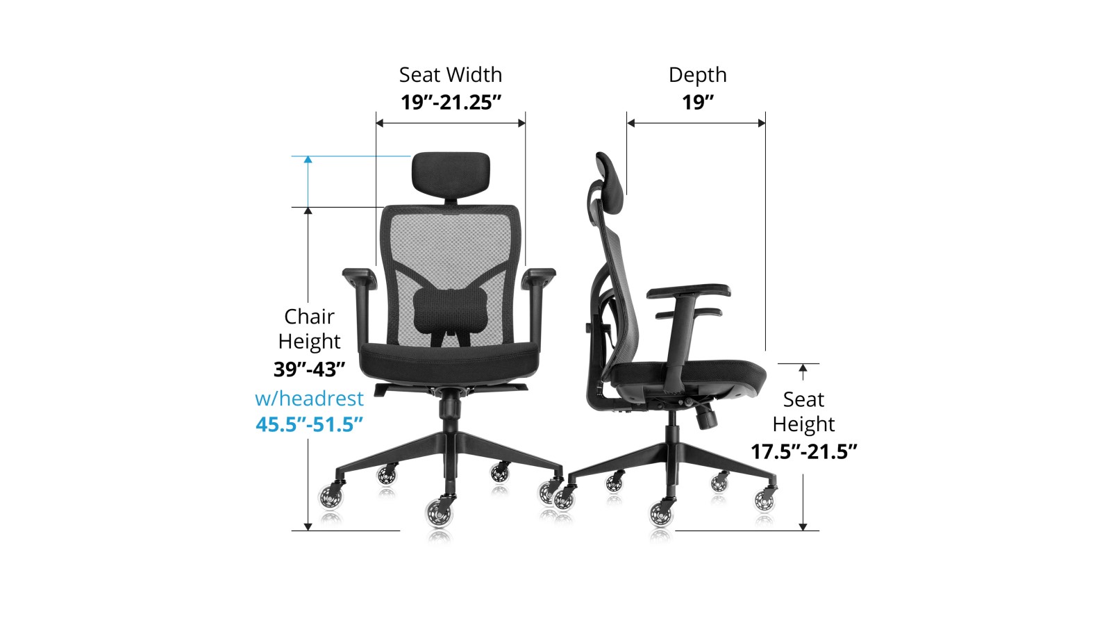 19 inch best sale wide desk chair