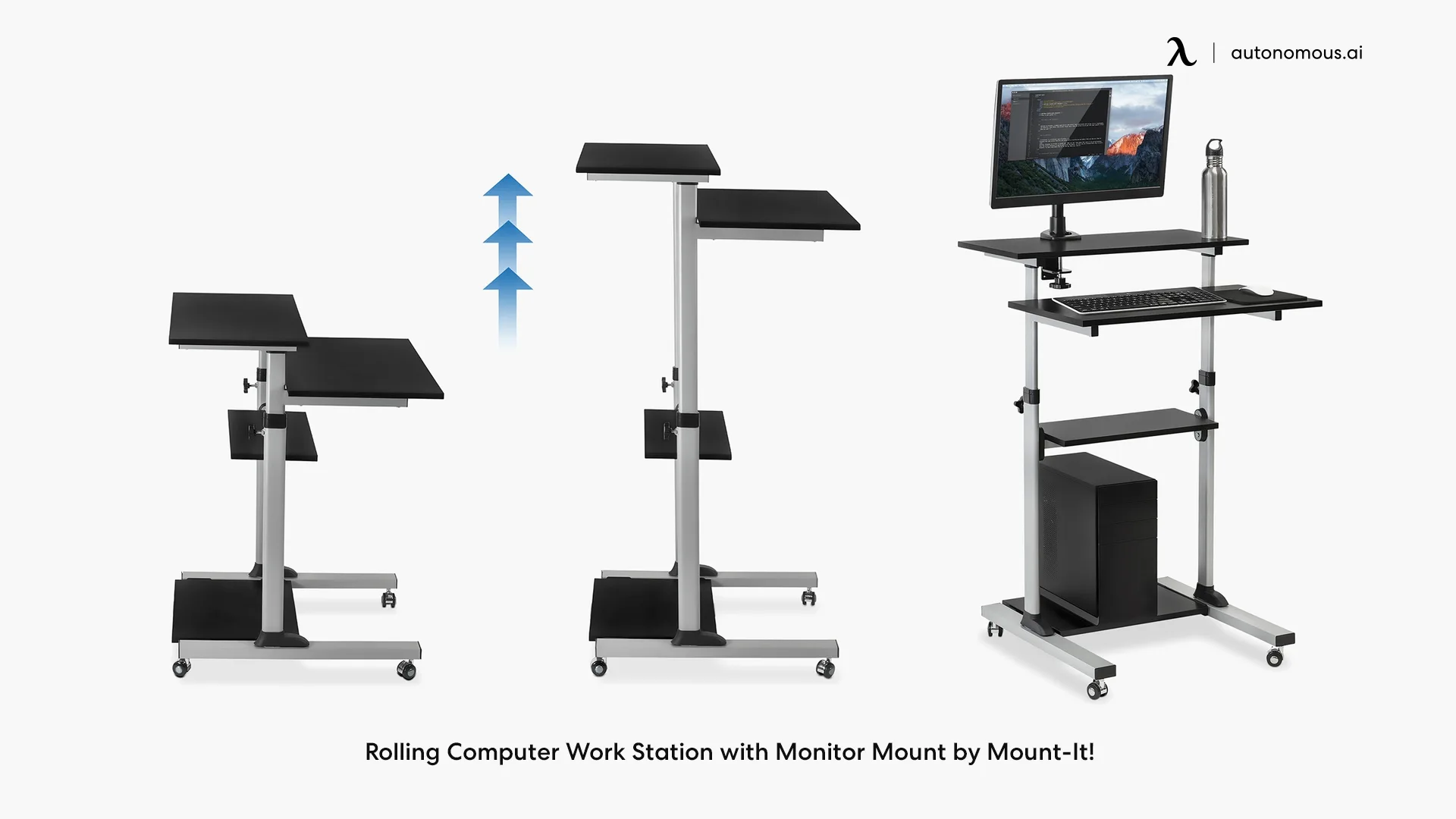 Rolling Computer Workstation with Monitor Mount by Mount-It!