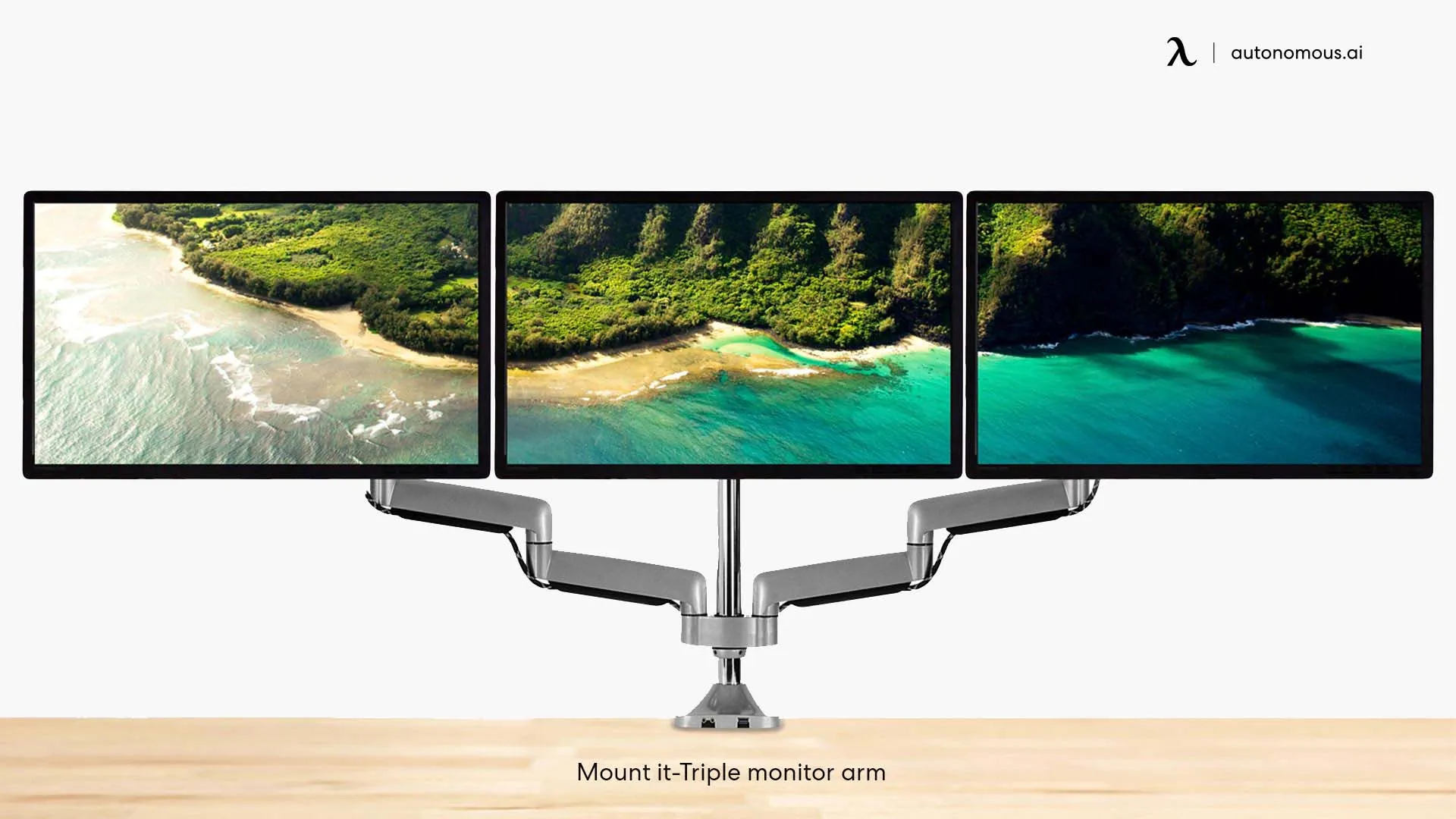 Triple Monitor Mount office desk with monitor stand