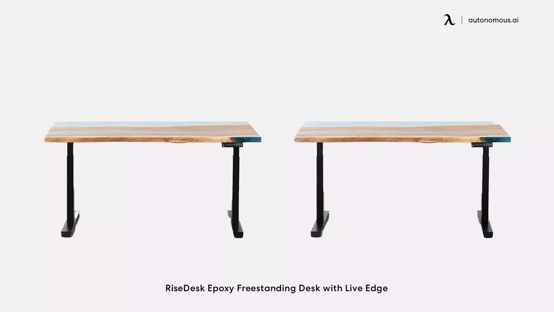 RiseDesk Epoxy Freestanding Desk with Live Edge