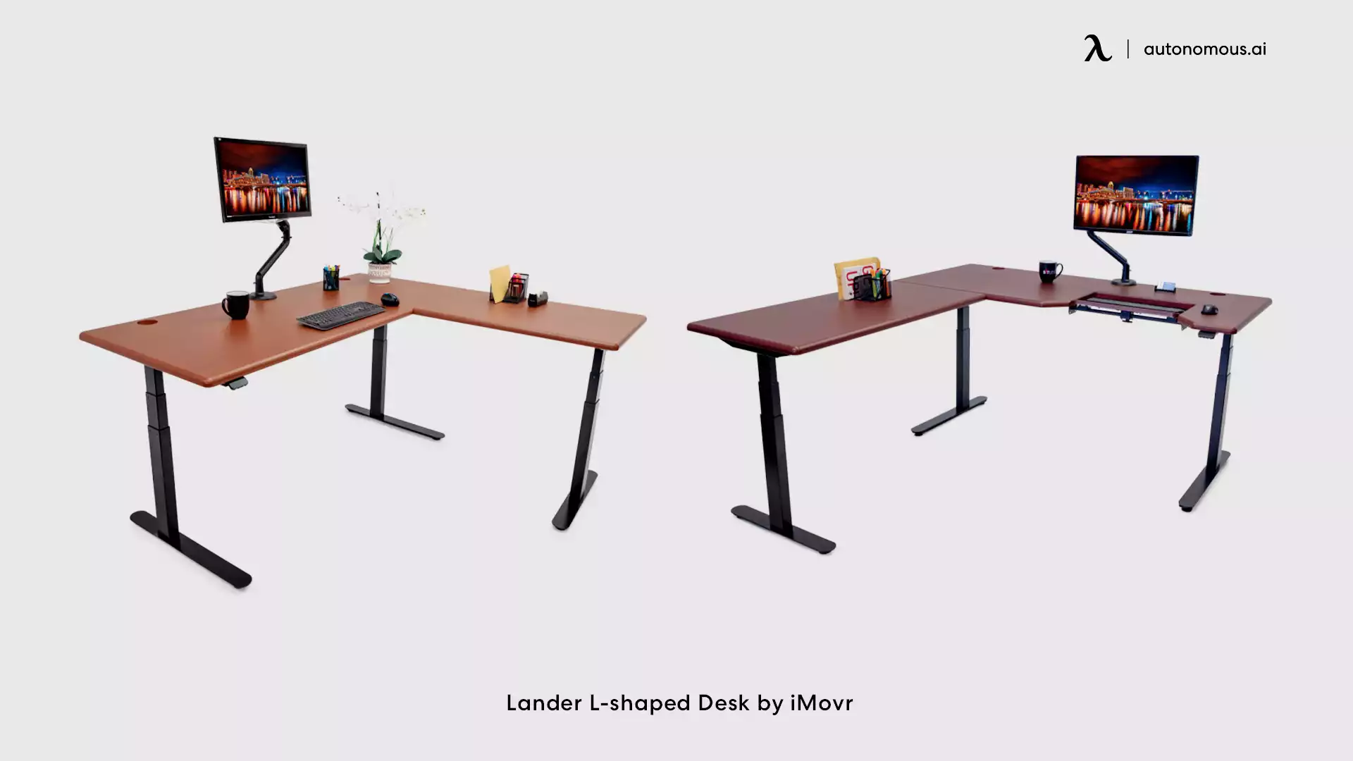 Lander L-shaped adjustable desk by iMovr