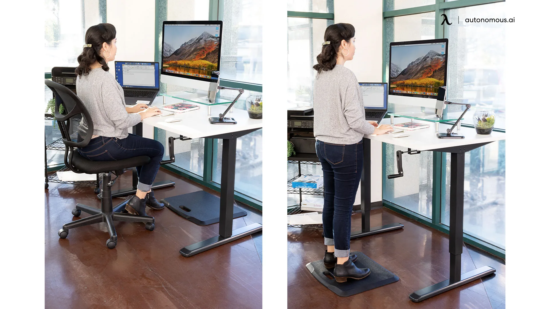 Manual Standing Desk by Mount-It!: Hand Crank Control