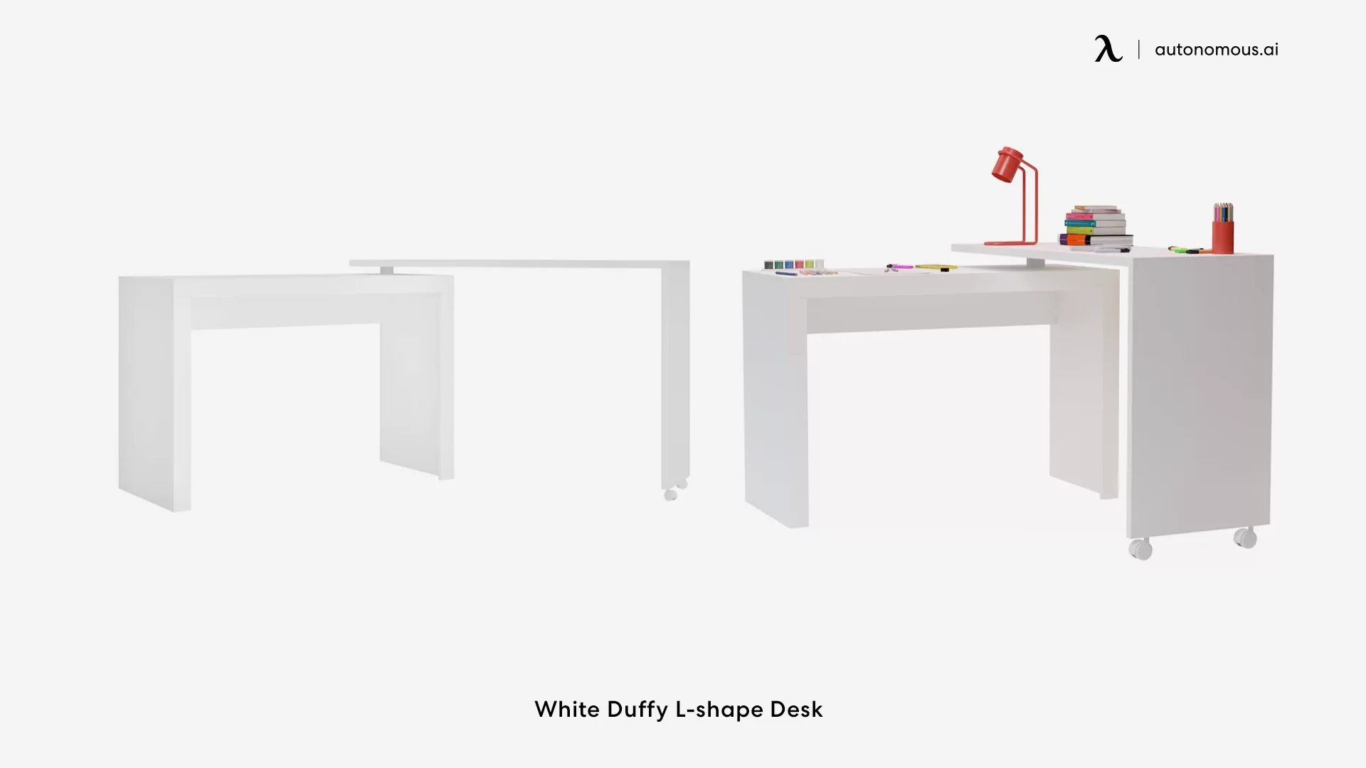 White Duffy L-shape  living room desk