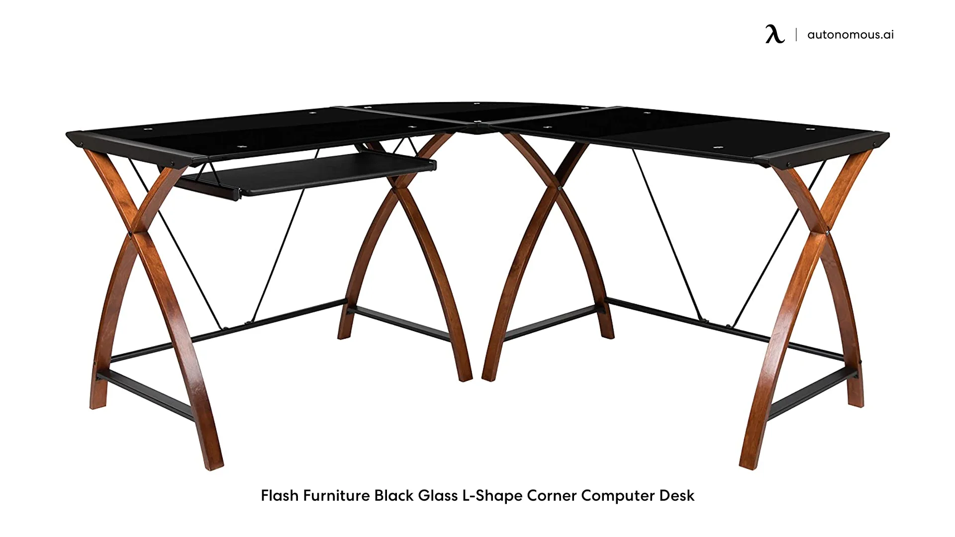 Flash Furniture Black Glass L-Shaped Corner Computer Desk