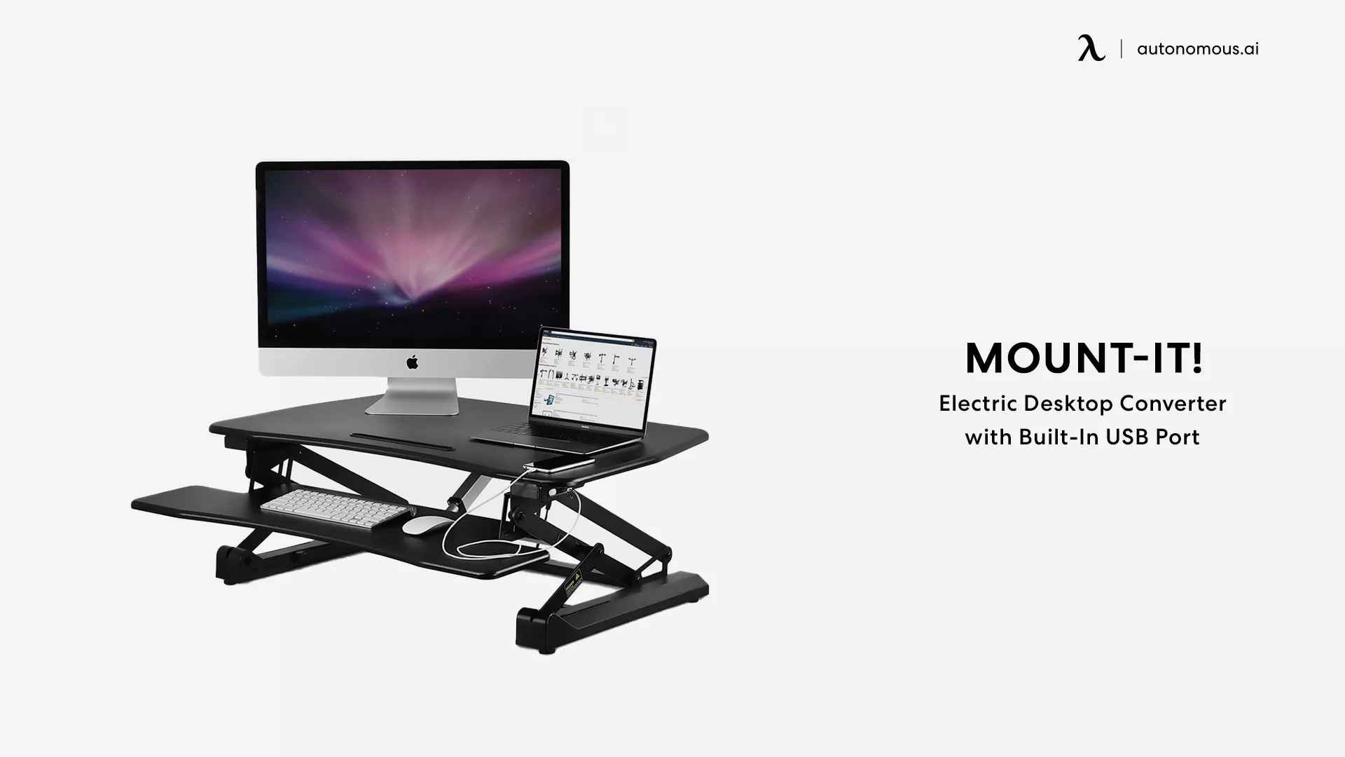 Electric Desk MI-7927E Converter with Built-In USB Port by Mount-It!