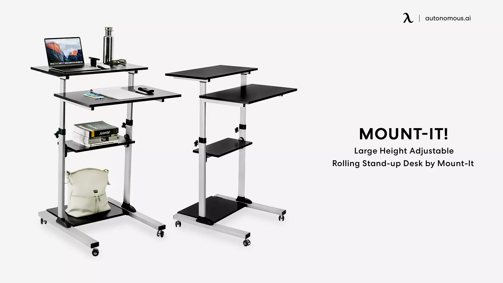 Large Height Adjustable Rolling Stand-up Desk by Mount-It!