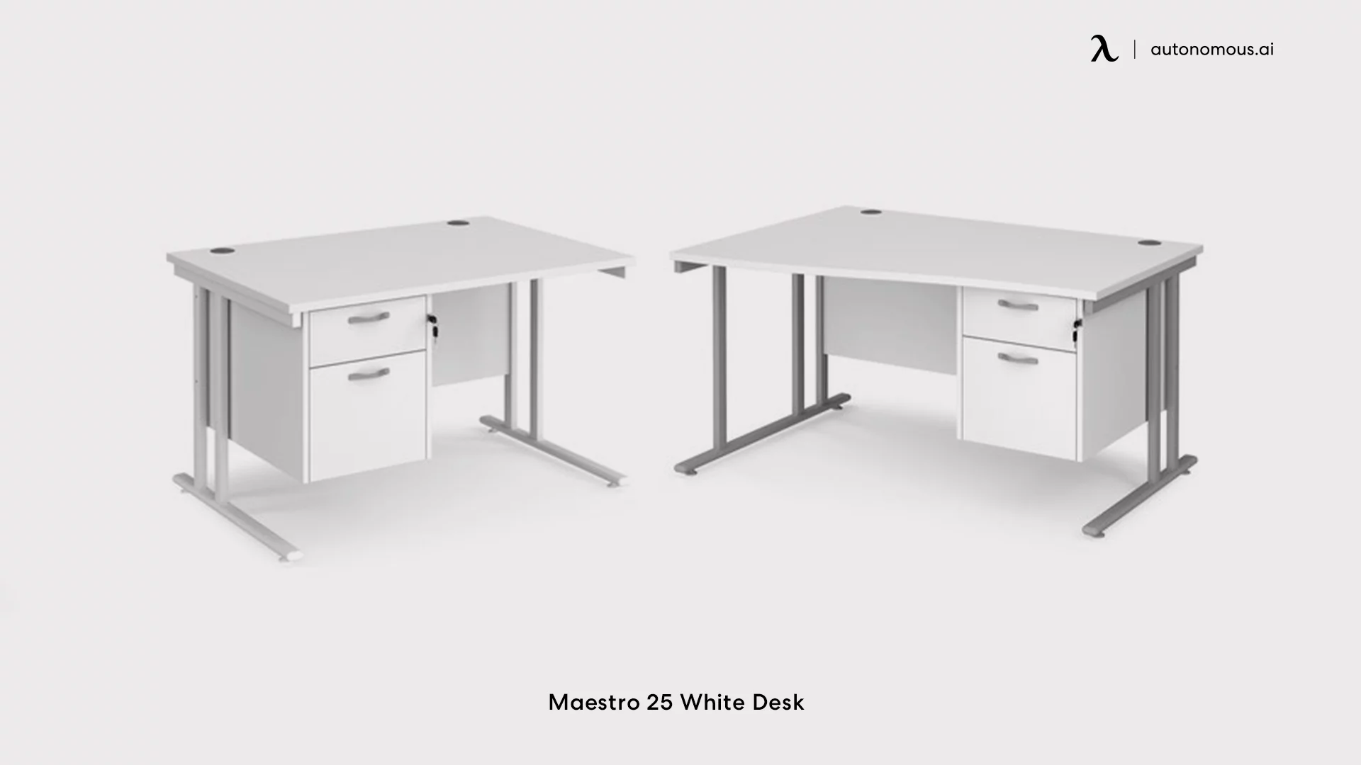Maestro 25 white desk with drawers