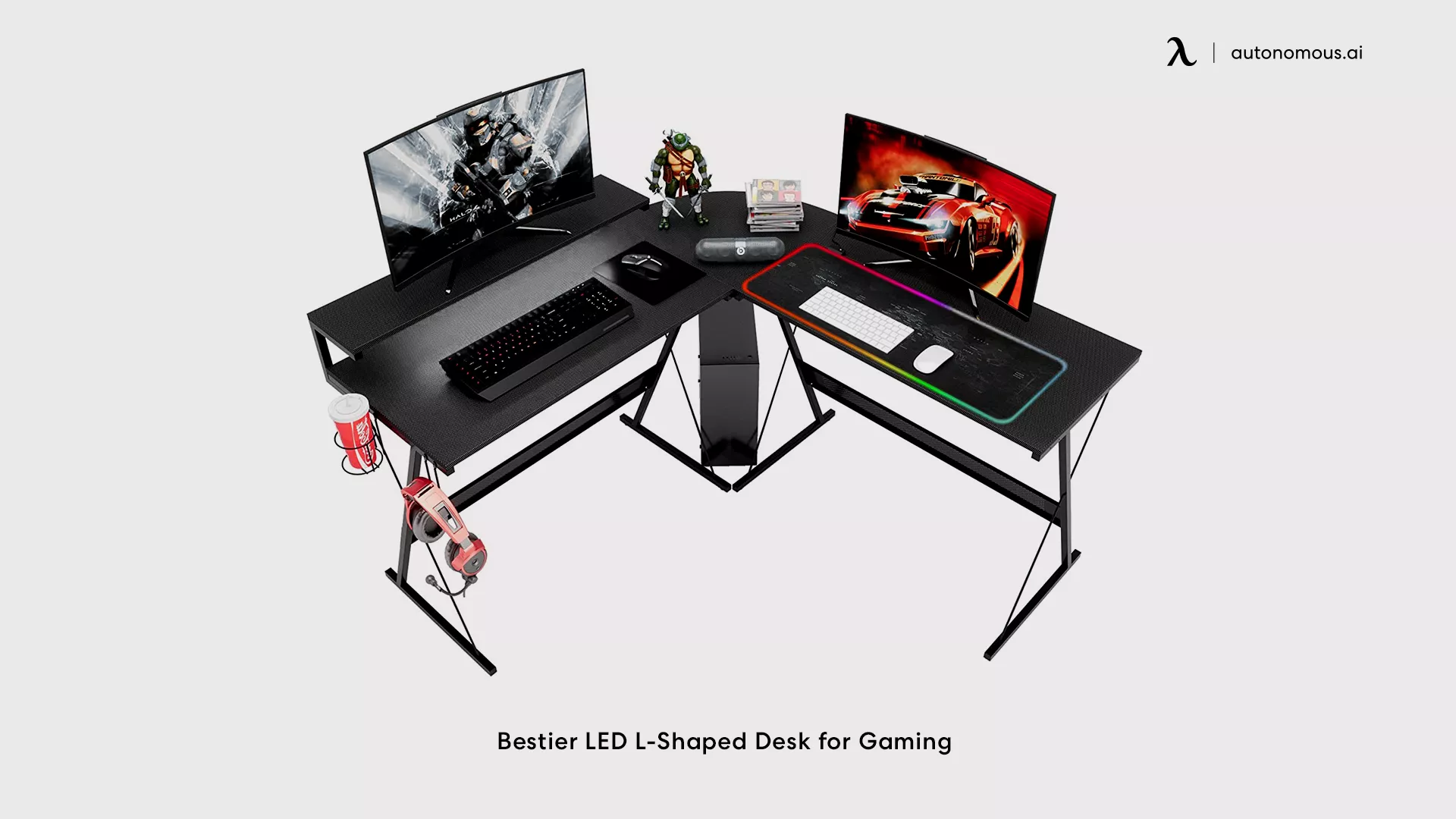 Bestier LED L-Shaped Desk for Gaming