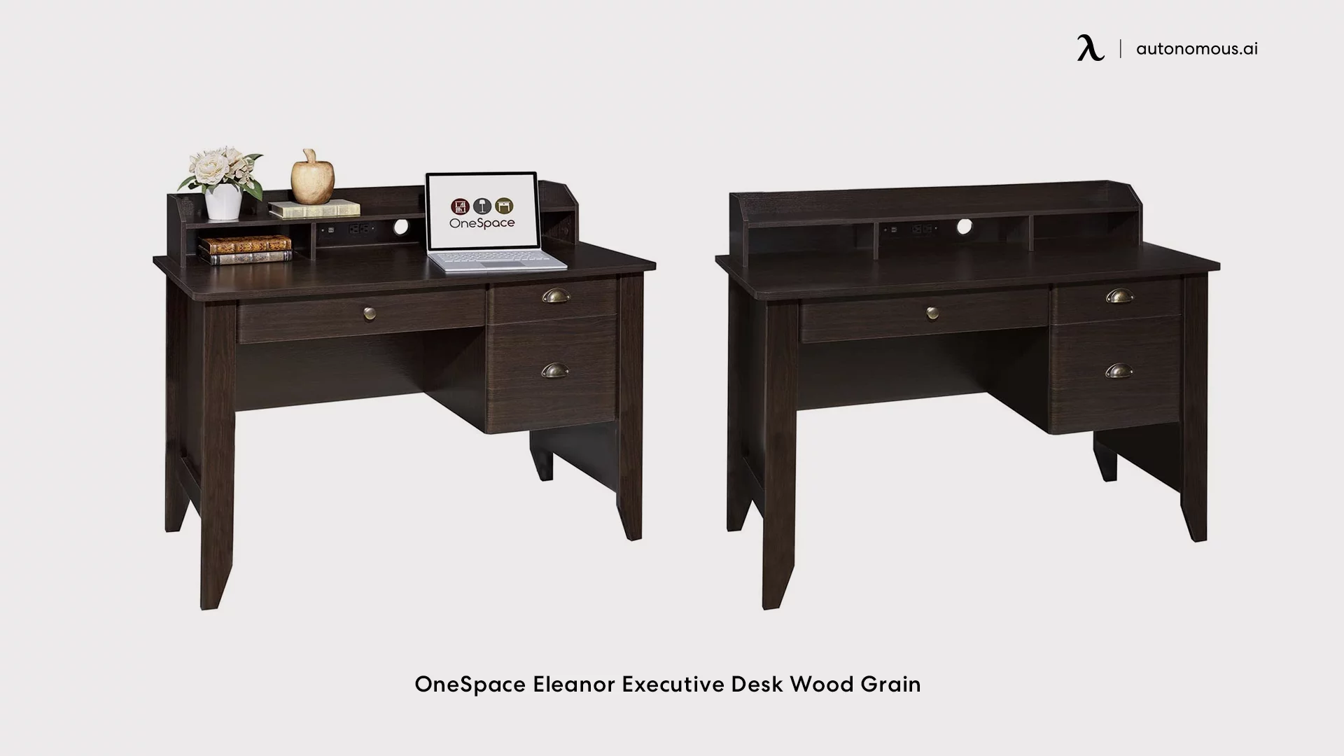 OneSpace Eleanor Executive Desk Wood Grain