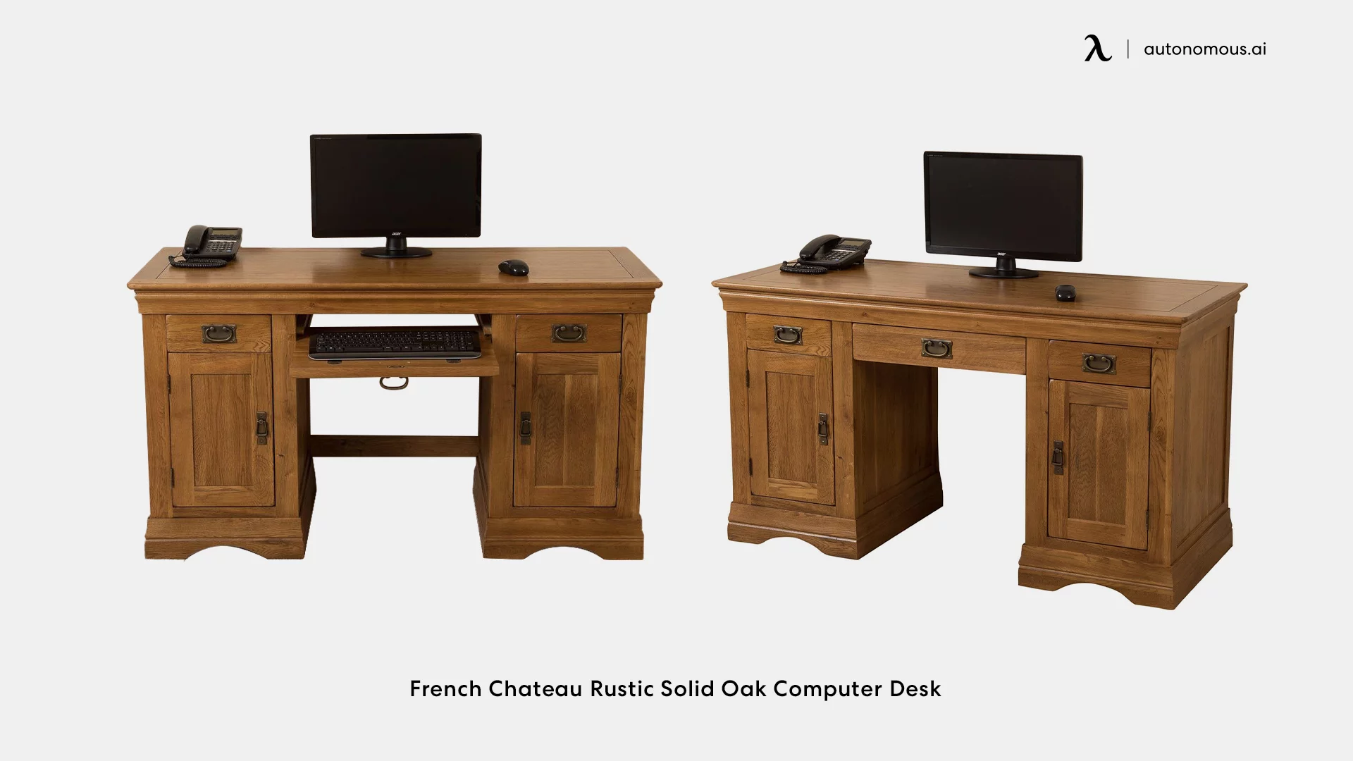 French Chateau Rustic Solid Oak Computer Desk