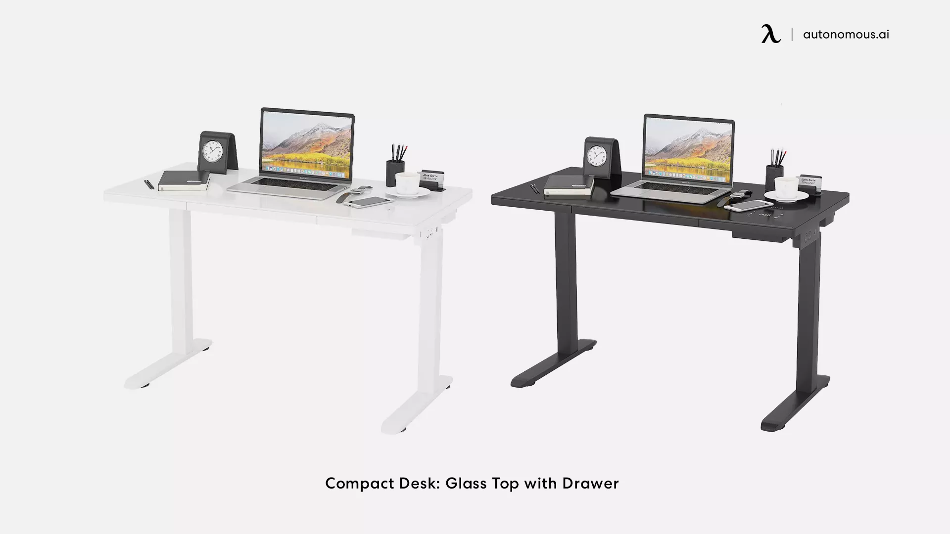 Compact Desk: Glass Top with Drawer