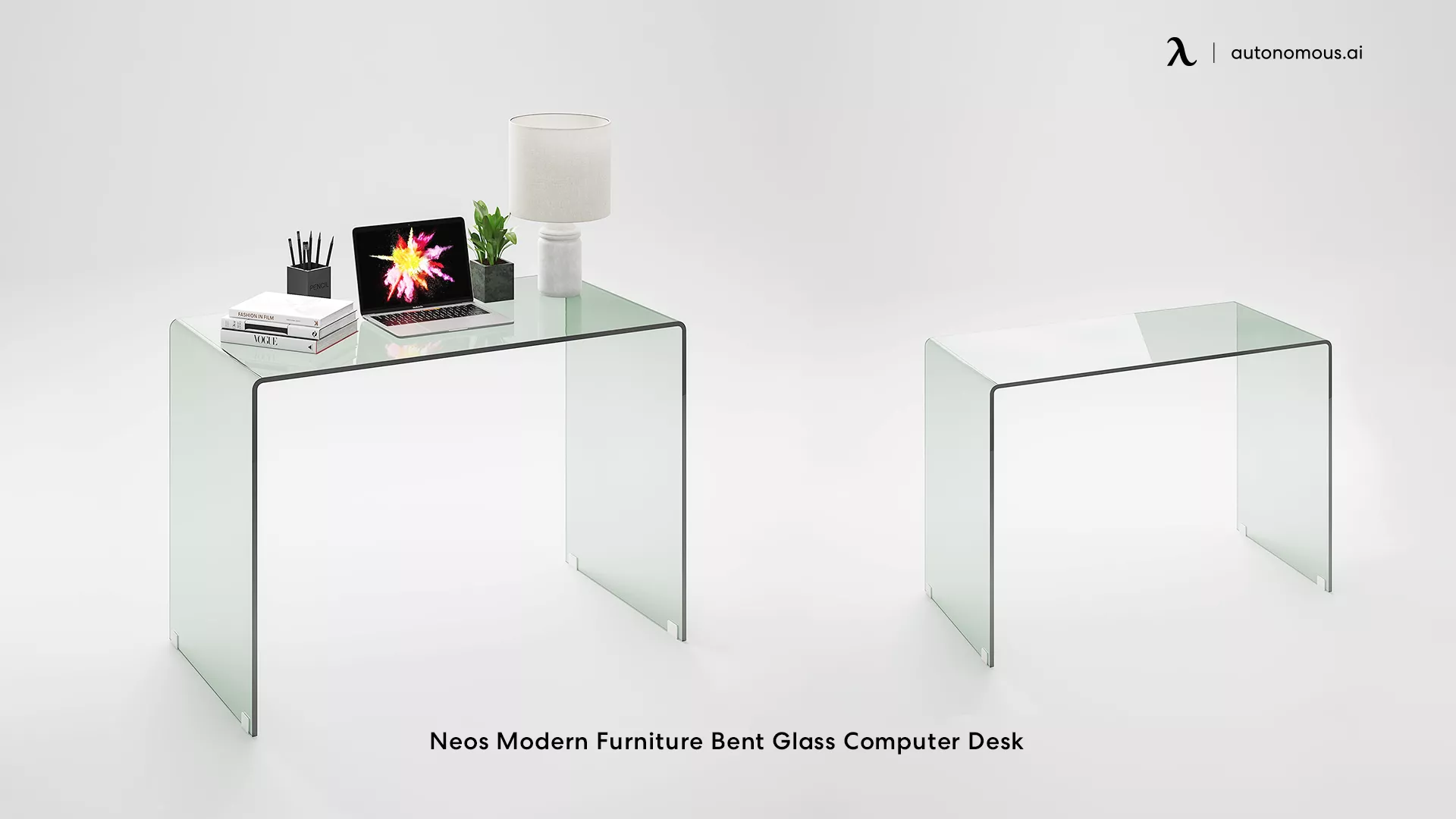 Neos Modern Furniture Bent Glass Computer Desk
