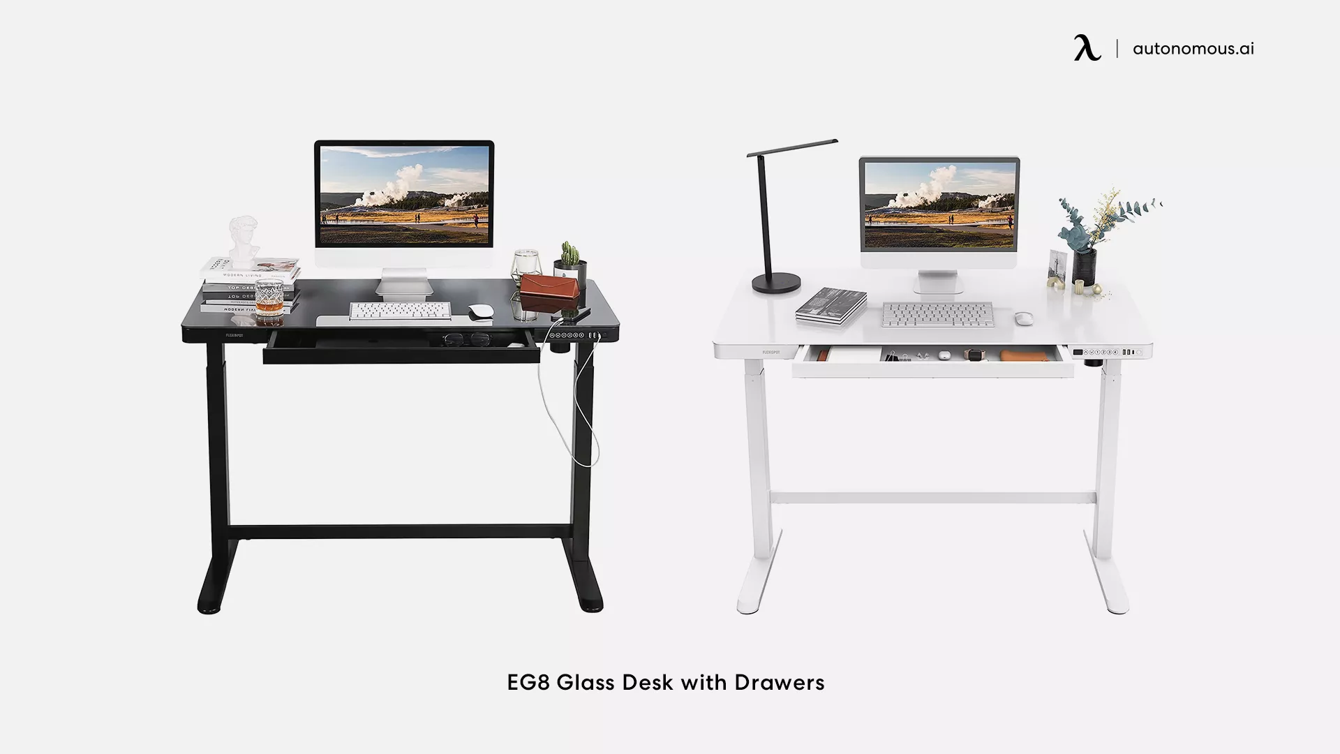 EG8 Glass Desk with Drawers