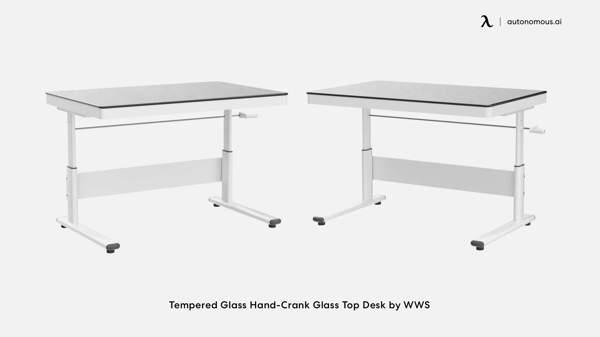Tempered Glass Hand-Crank Glass Top Desk by WWS