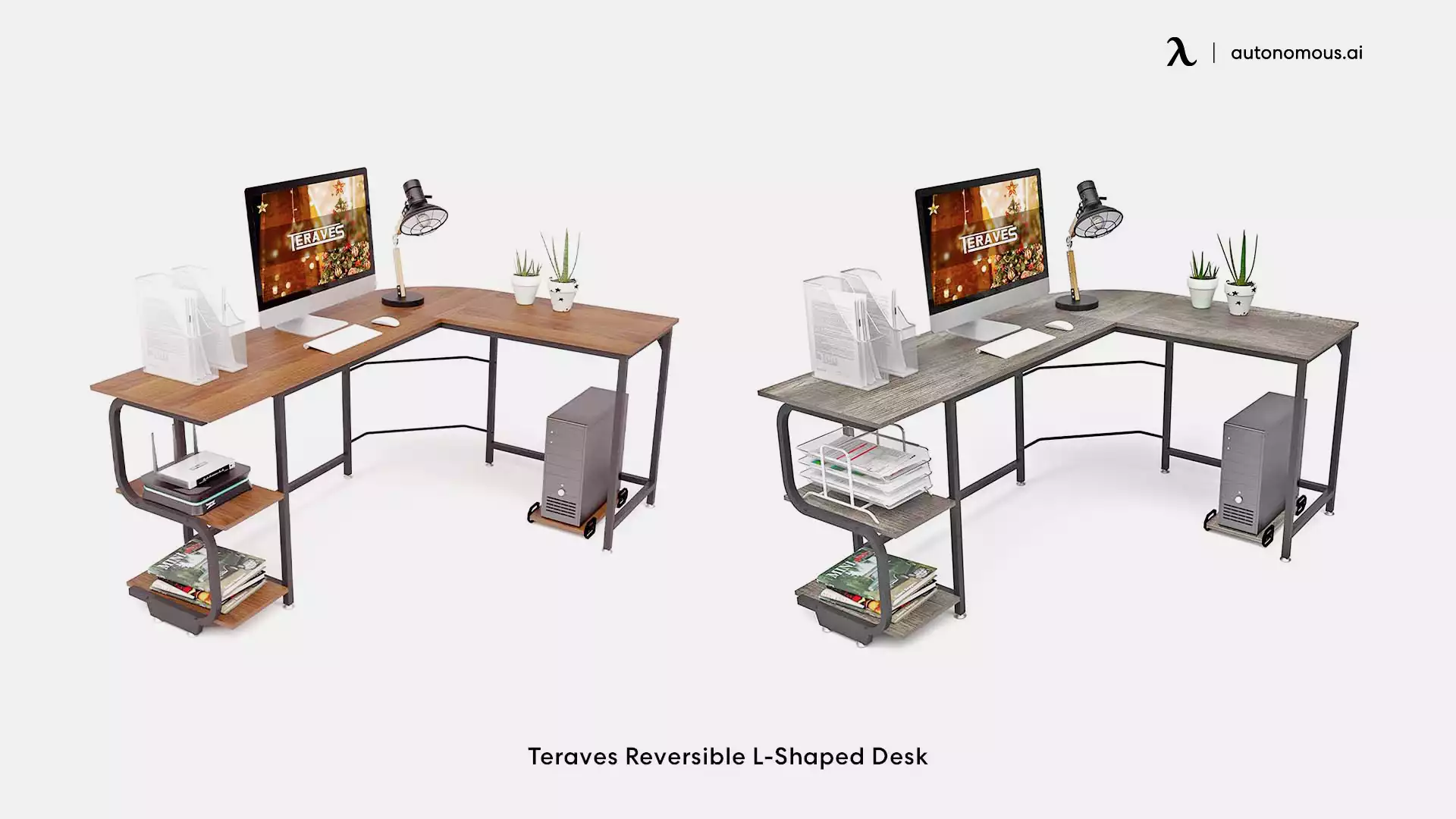 The Reversible L-Shaped Desk with Shelves by Teraves