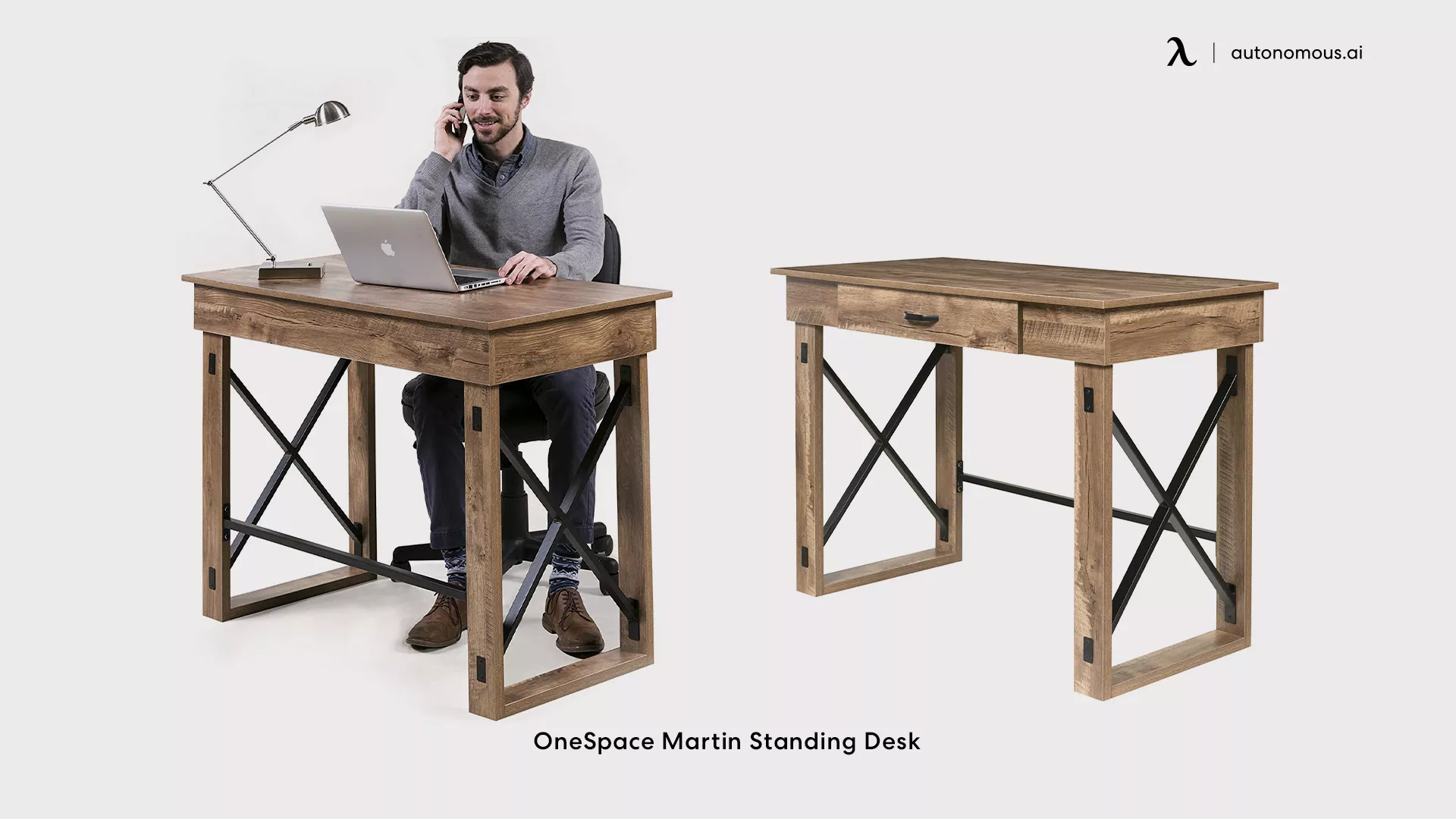 OneSpace Martin standing desk with storage