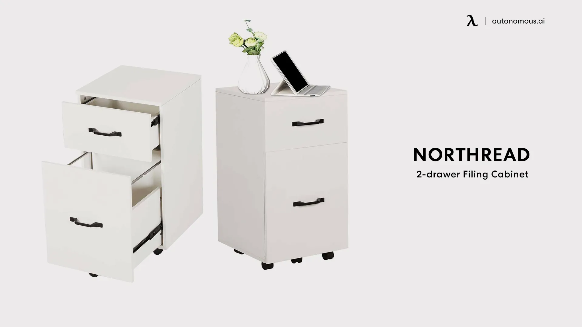 Northread 2-Drawer modern white file cabinet