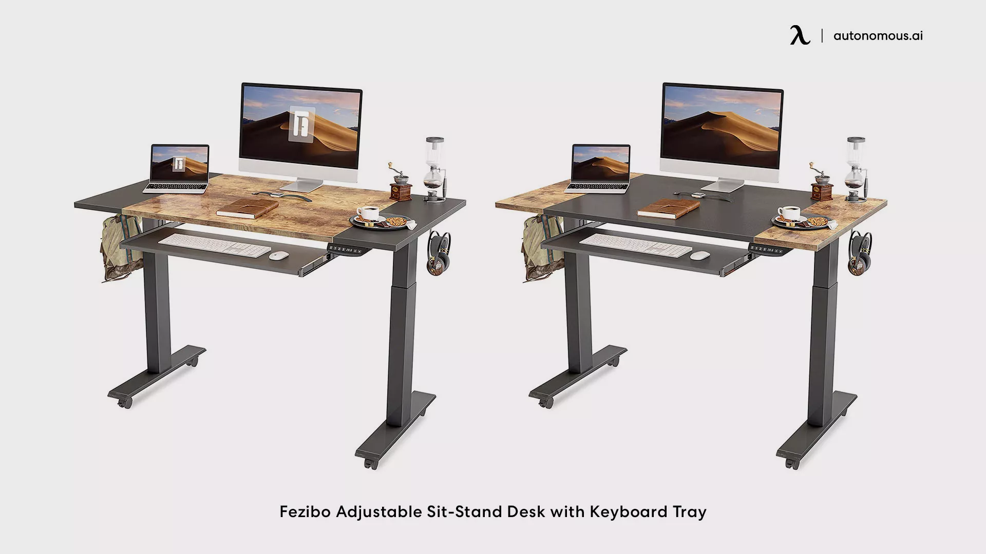 Fezibo Height Adjustable Electric Standing Desk with Double Drawers