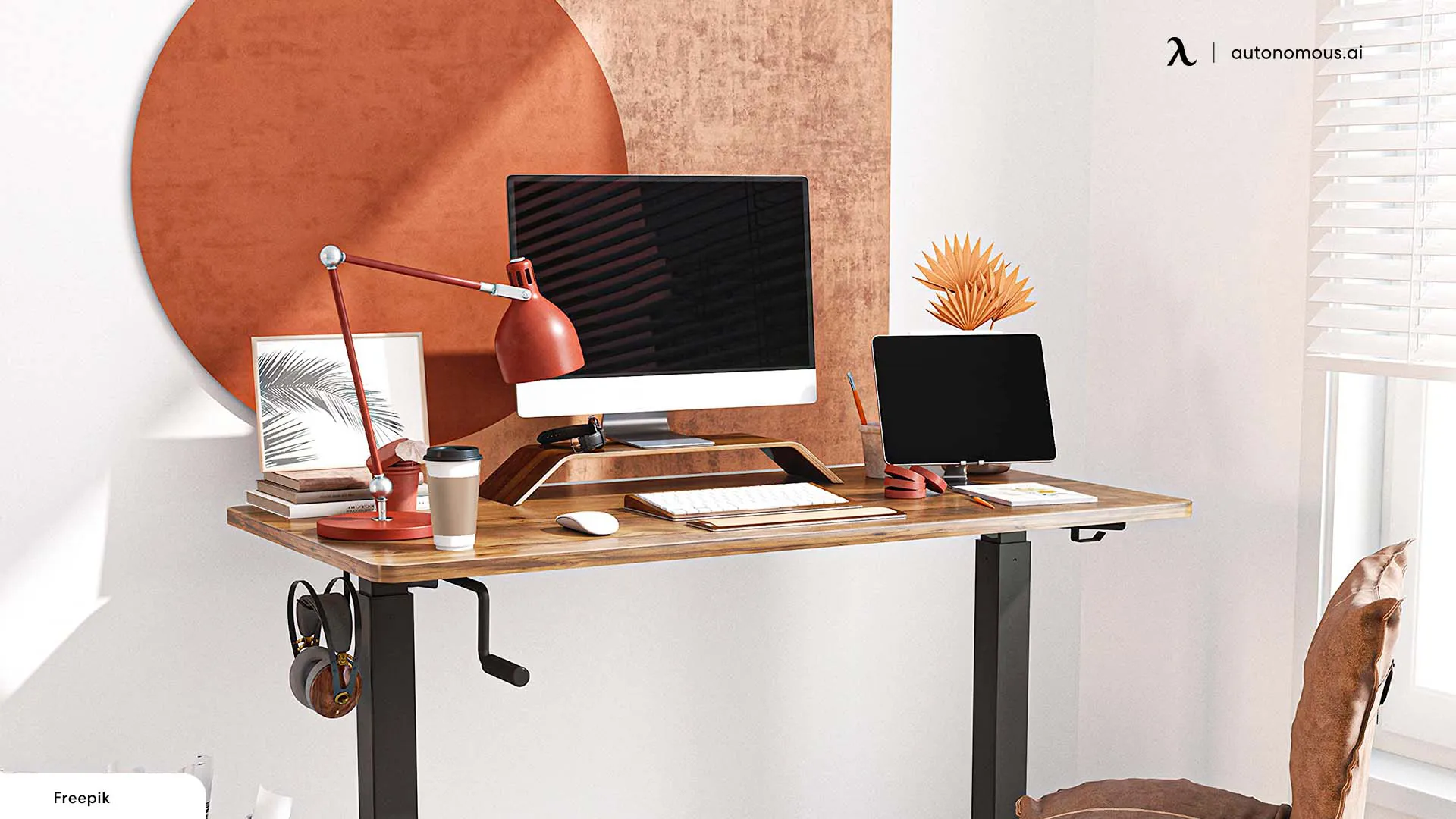Height Adjustable Desk in home office nook