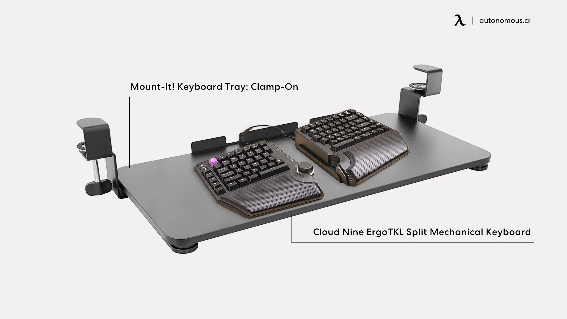 Mount-It! Keyboard Tray: Clamp-On & Cloud Nine ErgoTKL Split Mechanical Keyboard