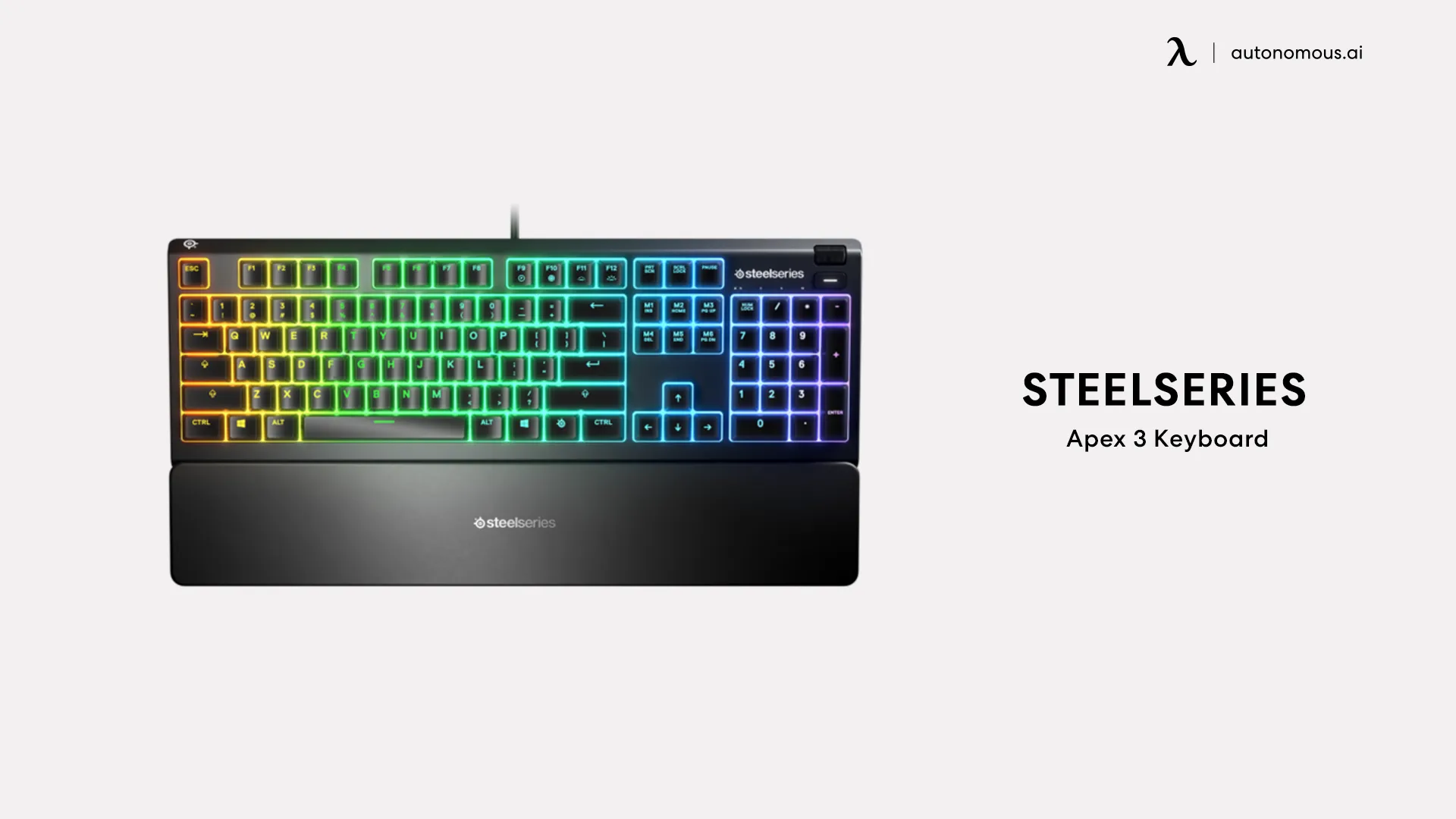 SteelSeries Apex 3 gaming keyboard and tray