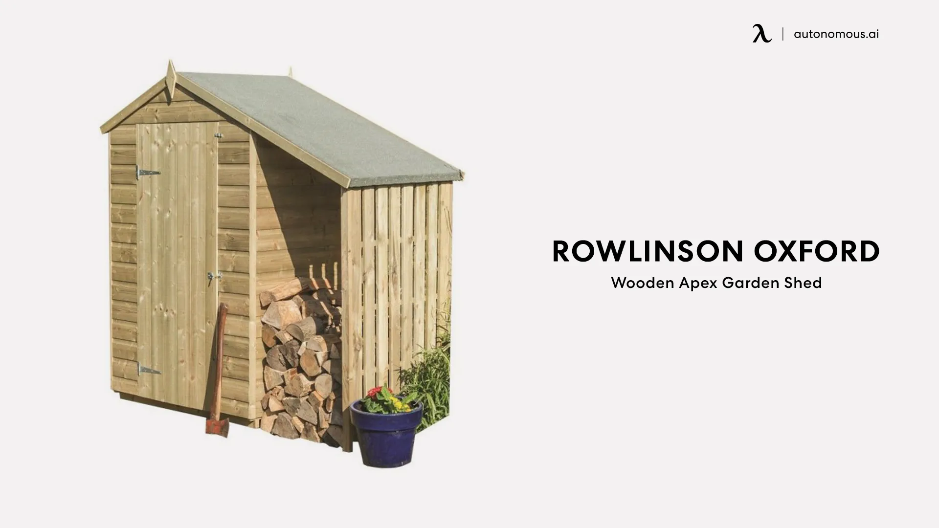 Rowlinson Oxford Wooden Apex Garden Shed with Lean-To, 4 feet by 3 feet