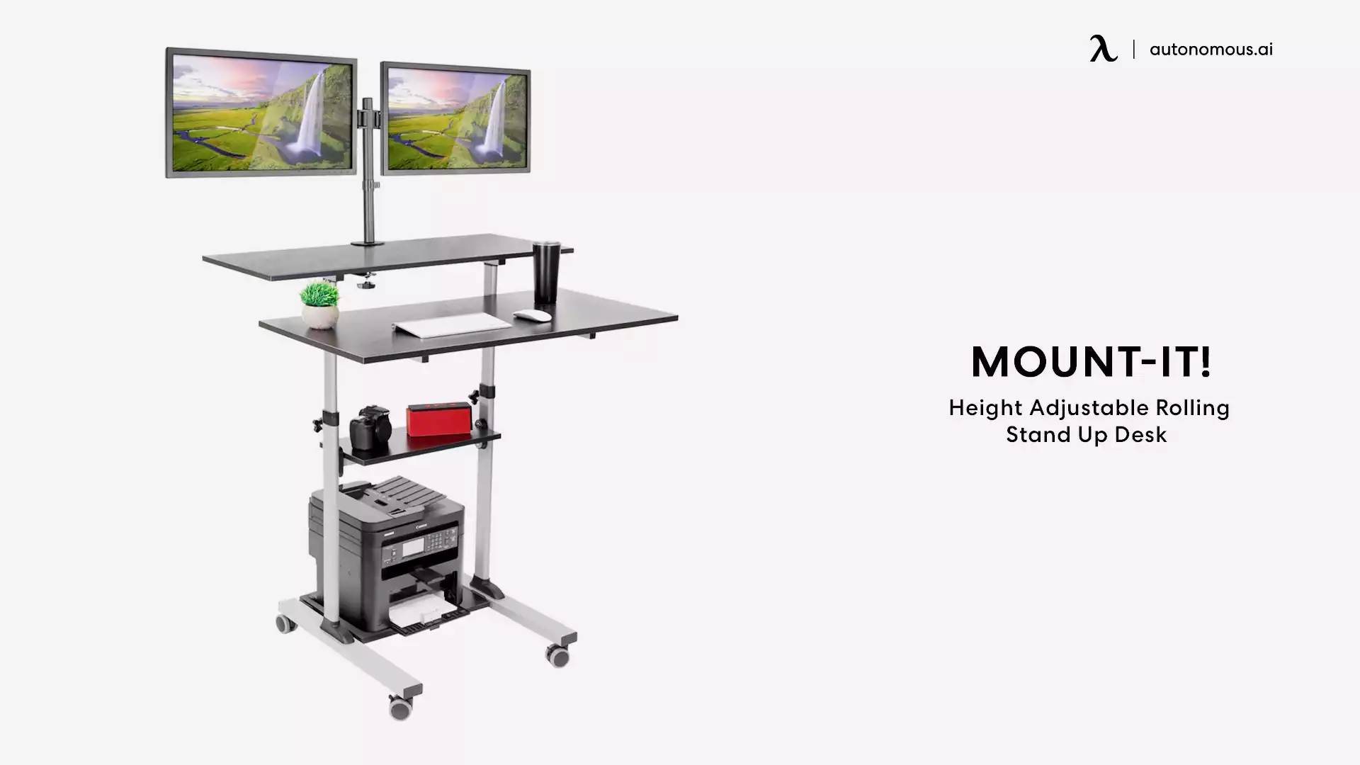 Mount-It! Large Height Adjustable Rolling Stand-up Desk