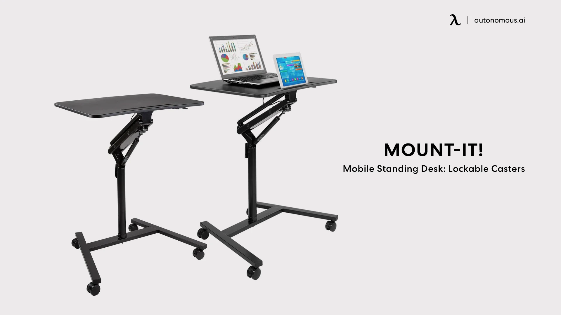 Mount-It! Mobile Standing Desk: Lockable Casters
