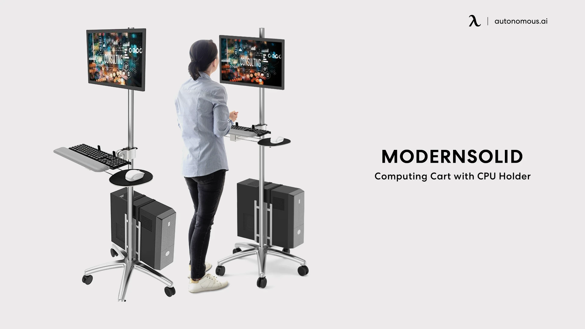Modernsolid Mobile Computing Cart with CPU Holder