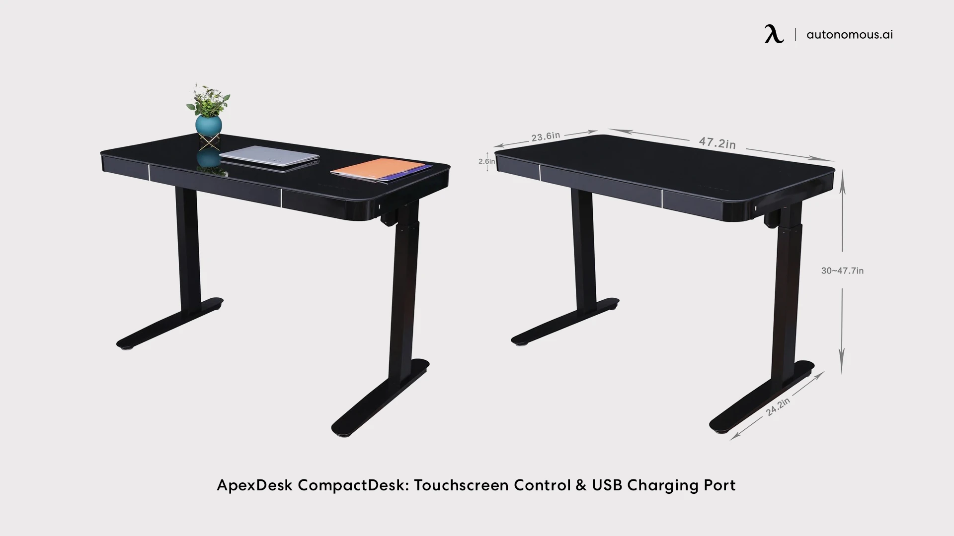 ApexDesk CompactDesk: Touchscreen Control & USB Charging Port