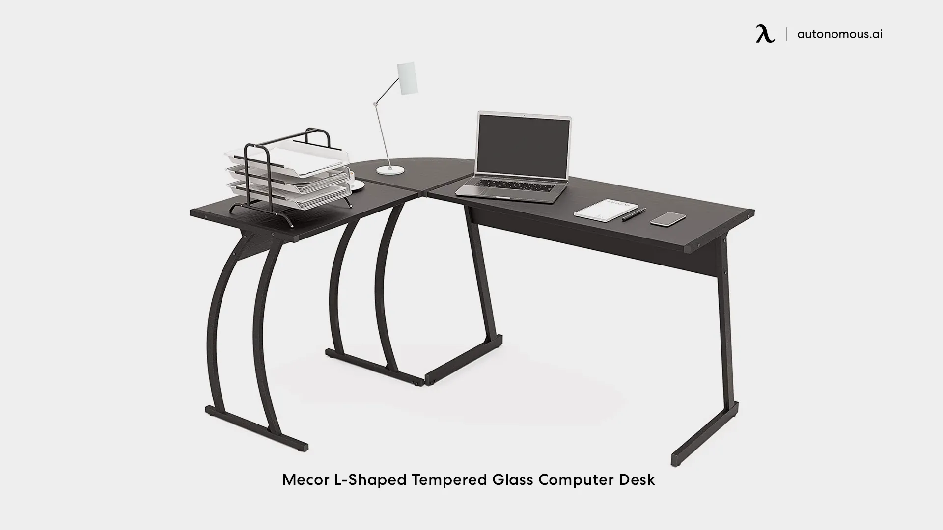 Mecor L-Shaped Tempered Glass Computer Desk