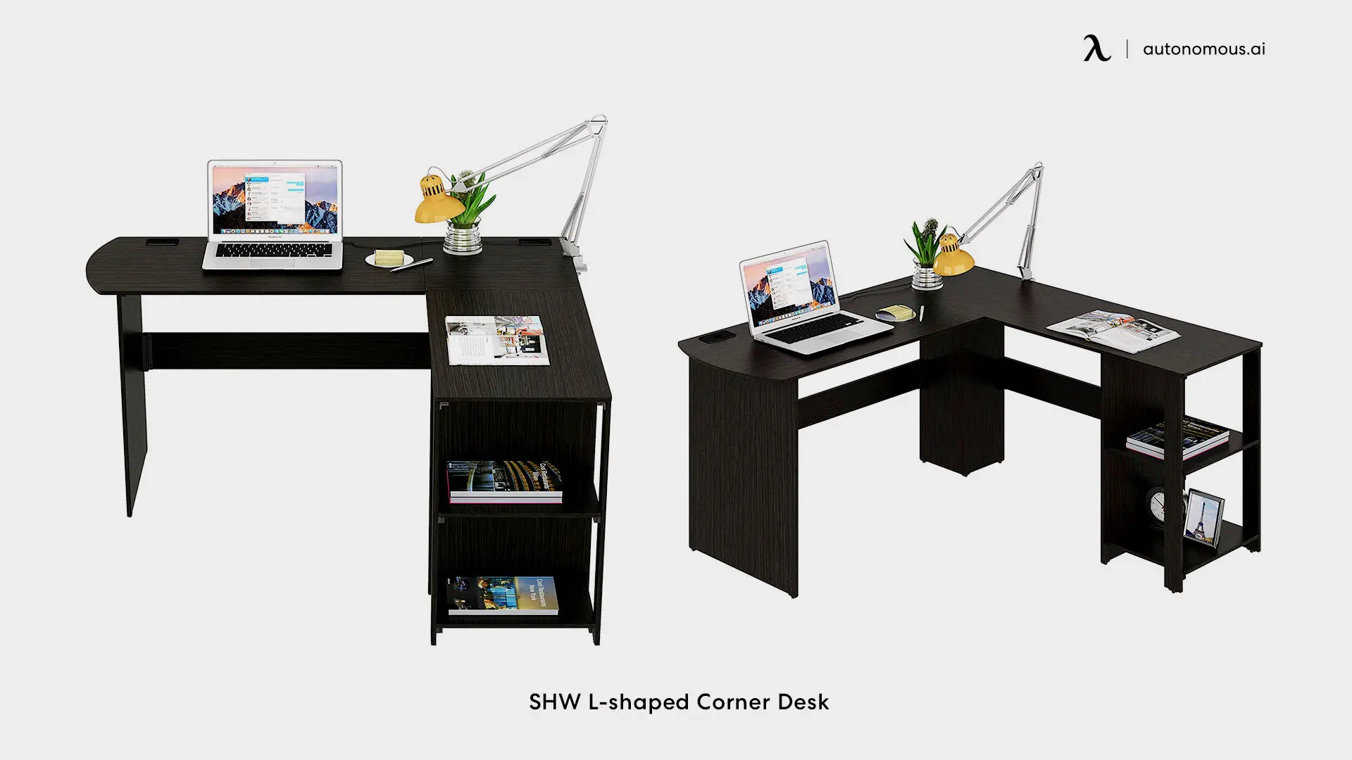 SHW L-shaped Computer Desk - brown desk