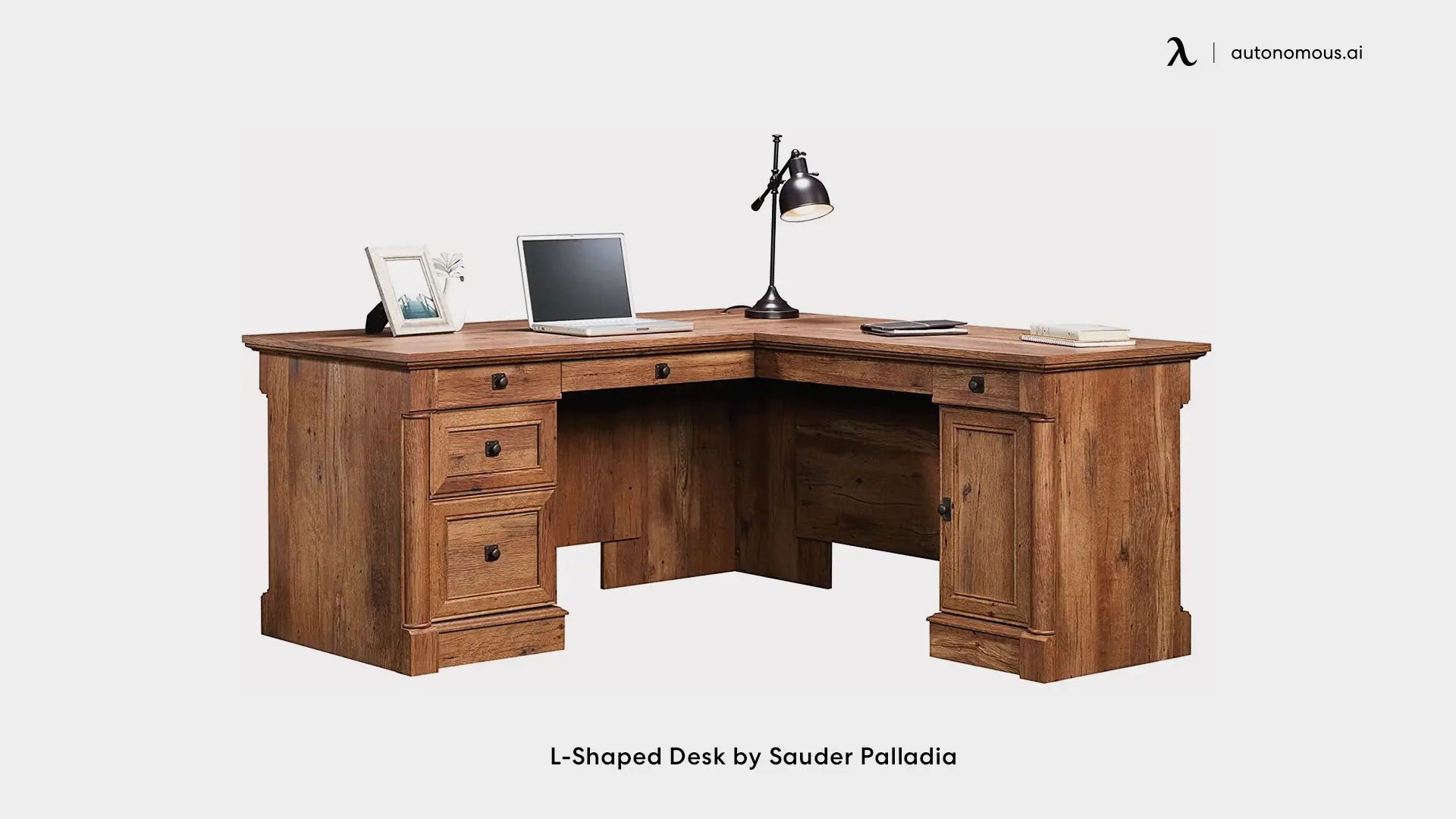 Sauder’s Palladia L-shaped Desk - brown desk