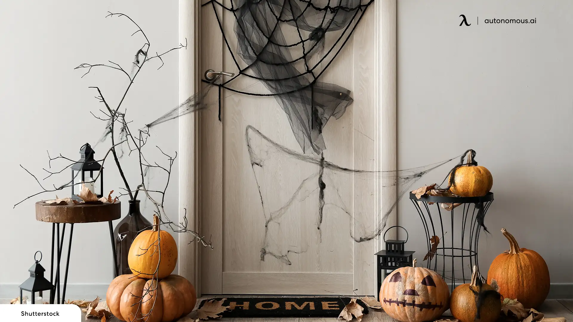Halloween Door with a Spider Web