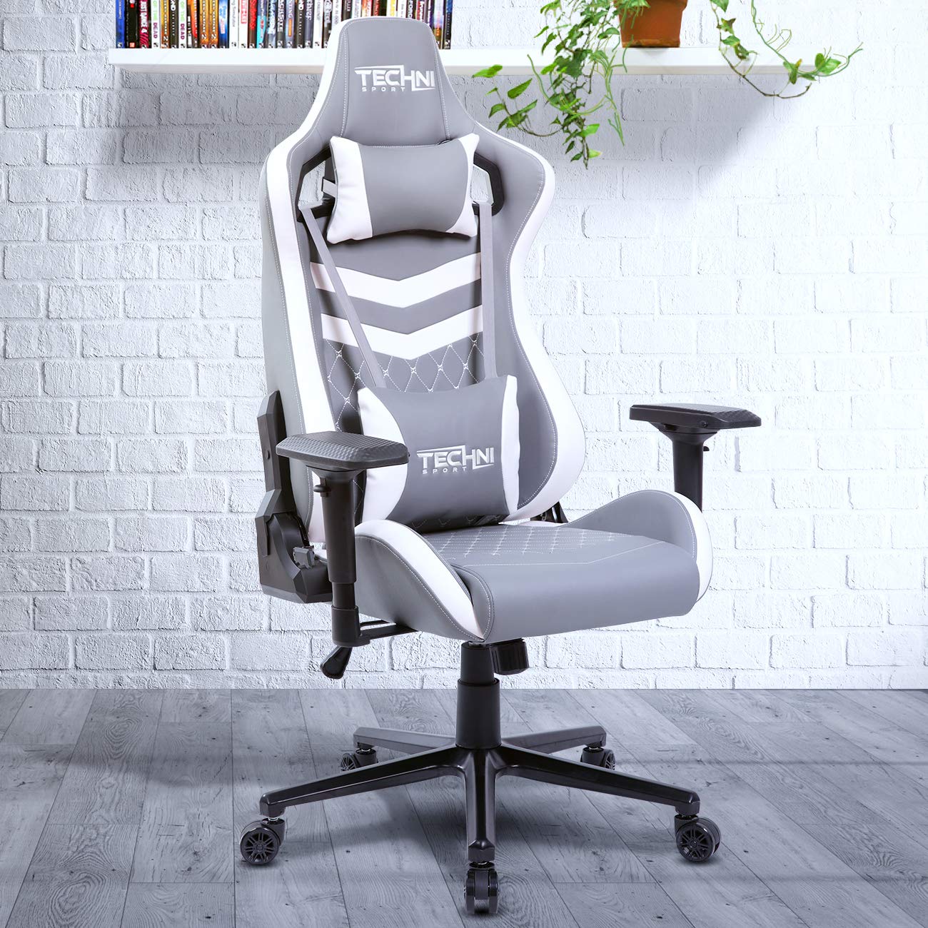 Techni Mobili High Back Gaming Chair - Gray and White