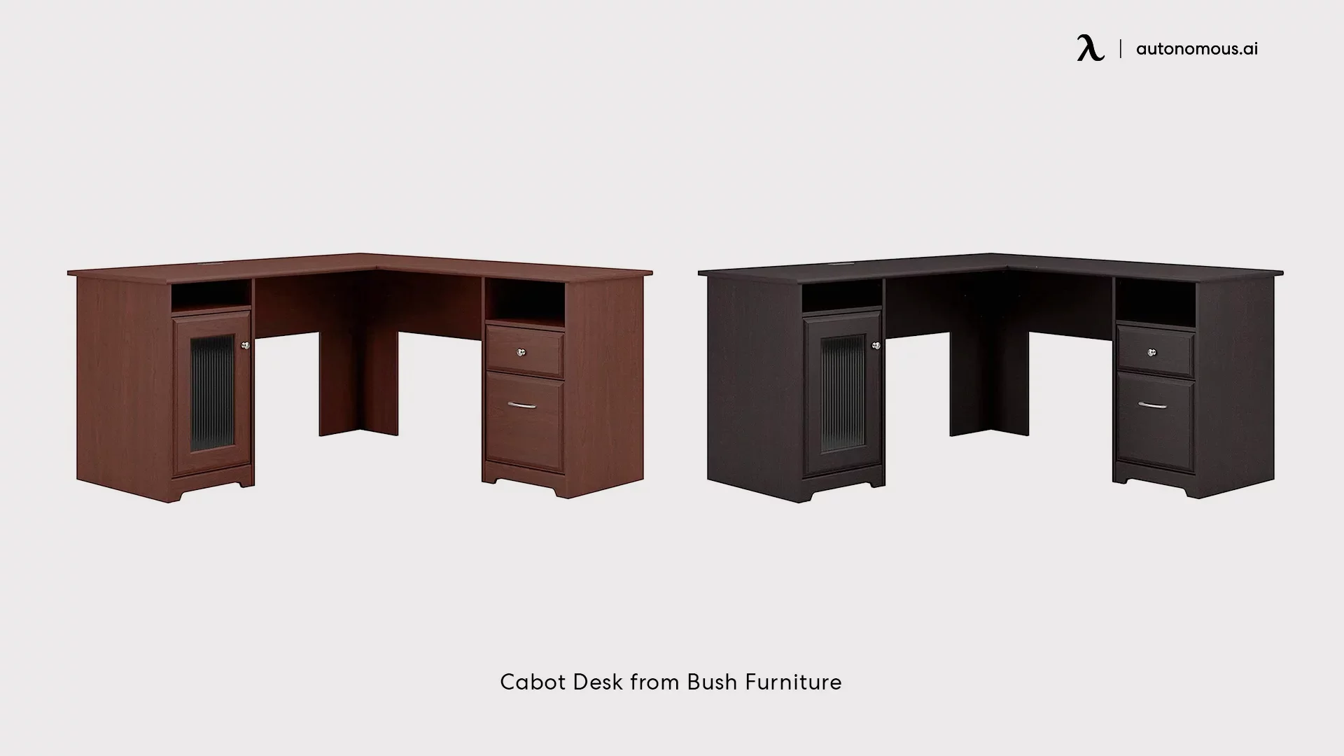 Cabot Wooden L-shaped Desk in Espresso Oak by Bush Furniture