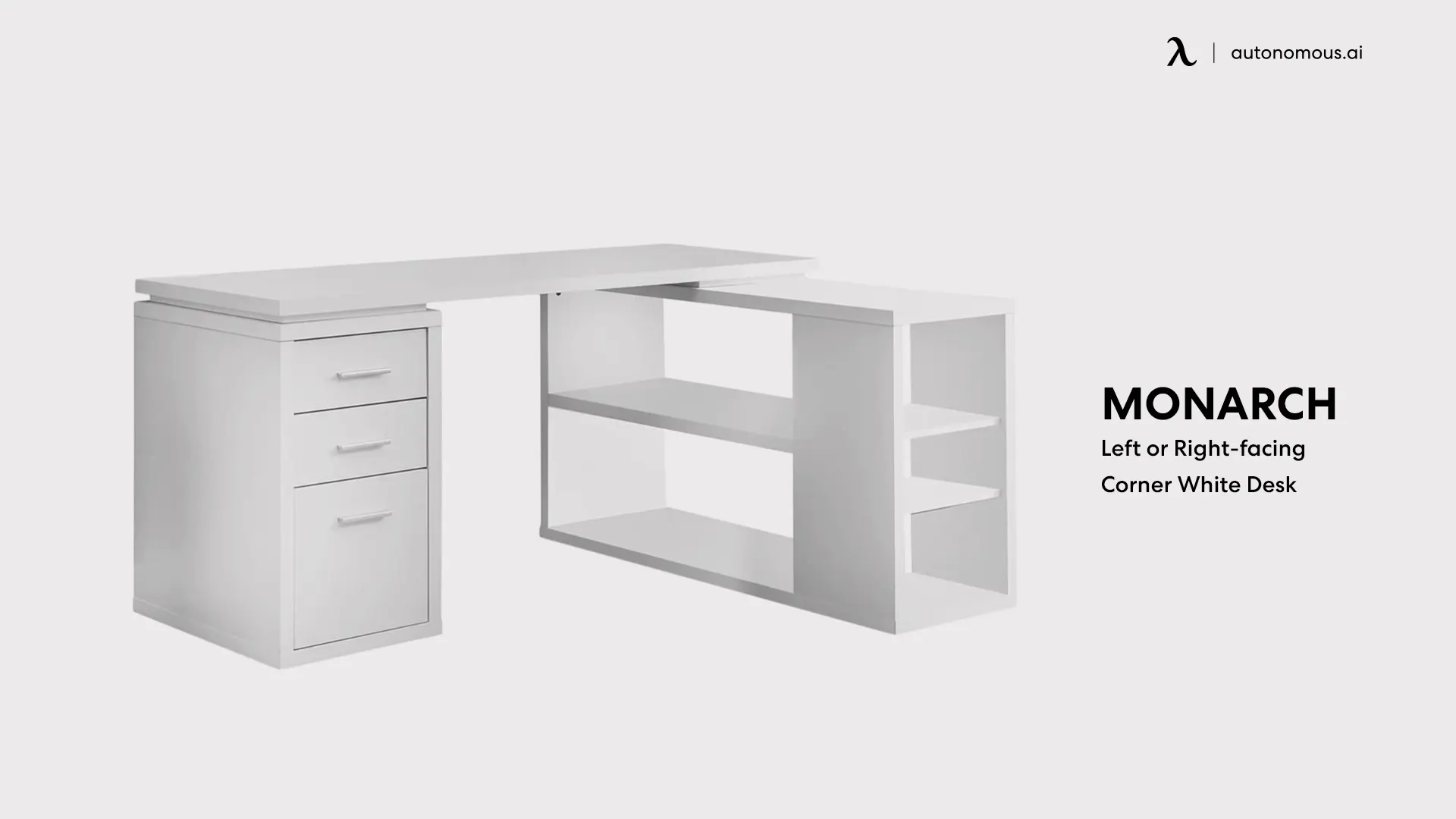 Left or Right-facing Corner White Desk by Monarch