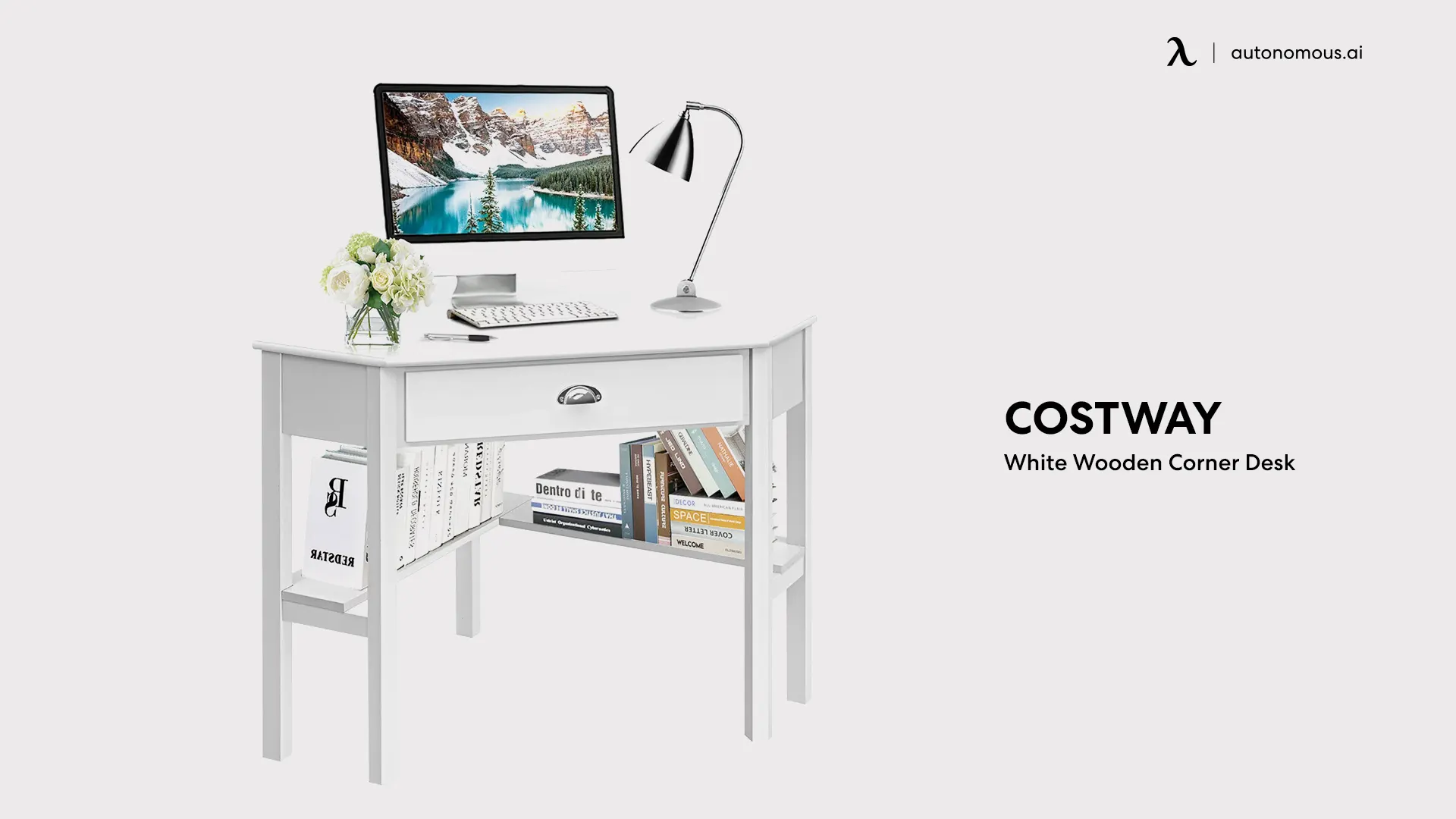 Costway’s White Wooden Corner Desk