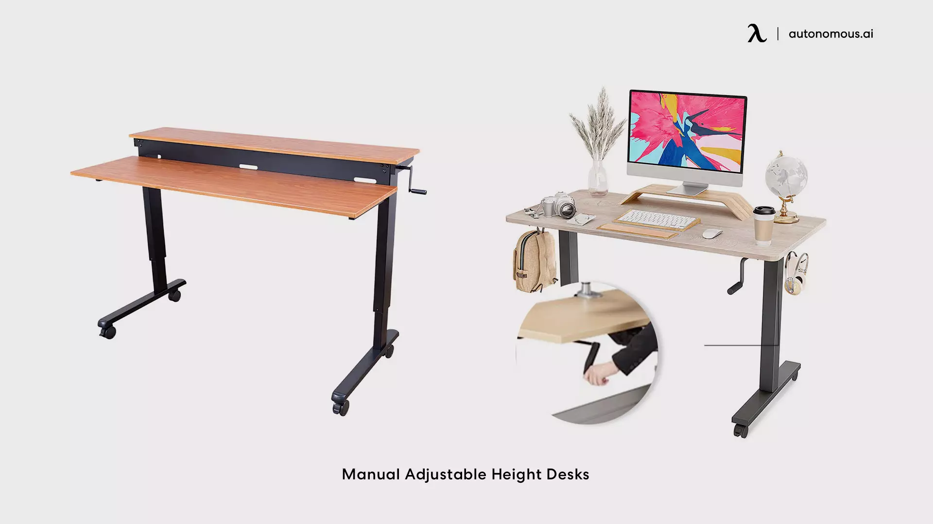 Manual Crank Standing Desk - raising and lowering desk