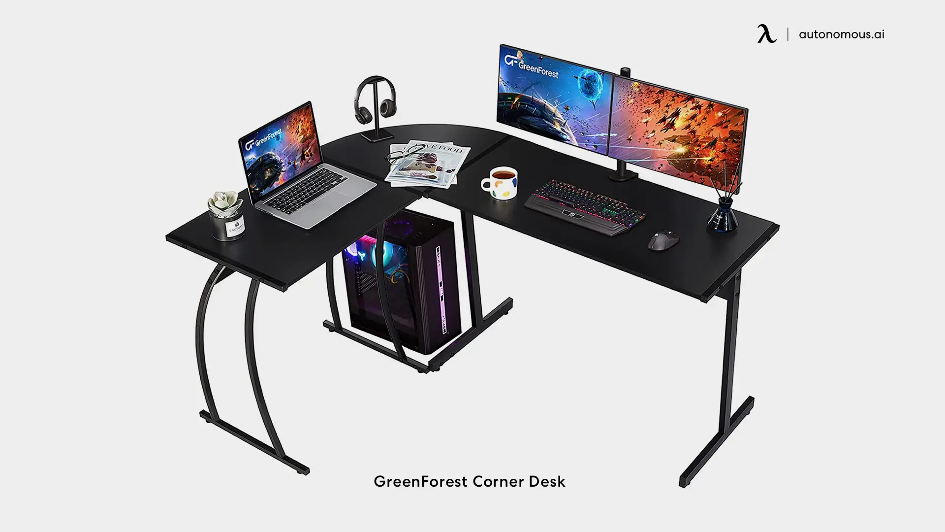 GreenForest Corner Desk - black L-shaped desk