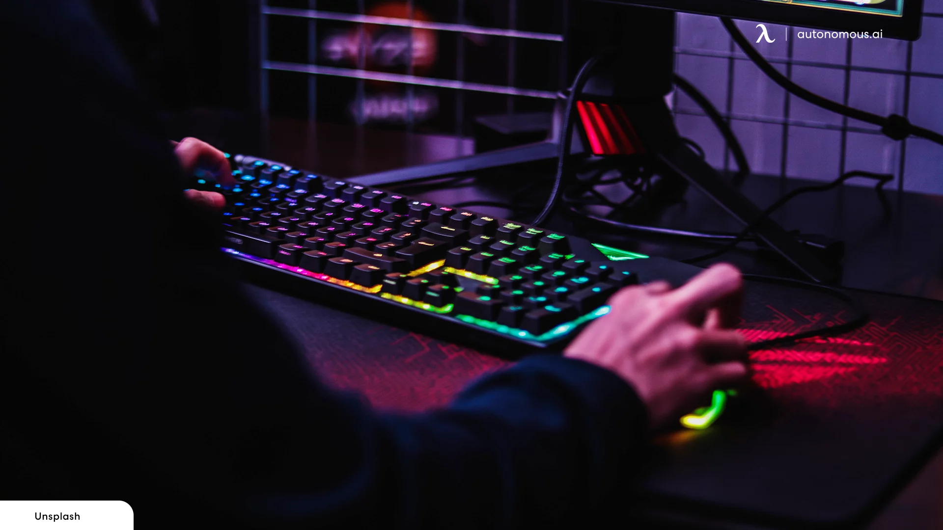 Gaming Keyboard in gaming workspace