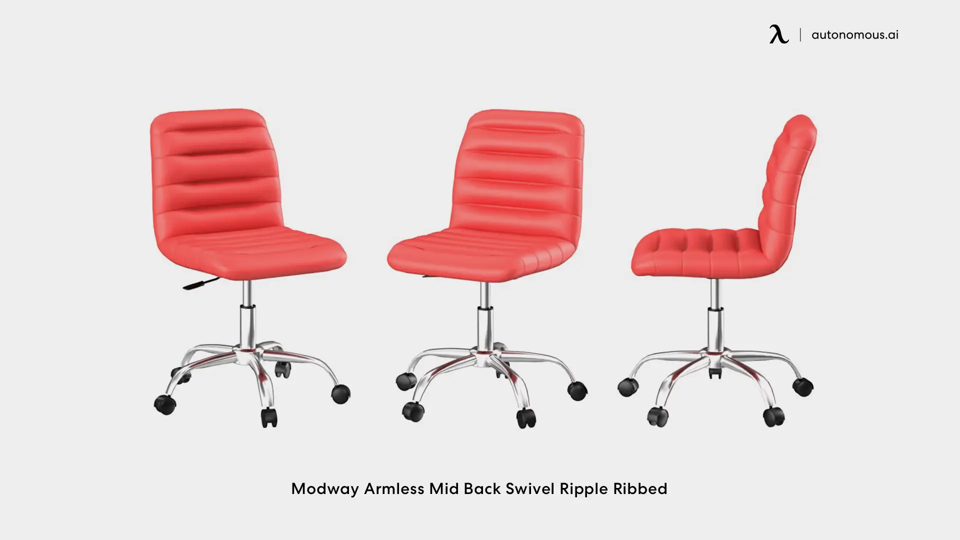 Modway Armless Mid Back Swivel Ripple Ribbed Red Computer Desk