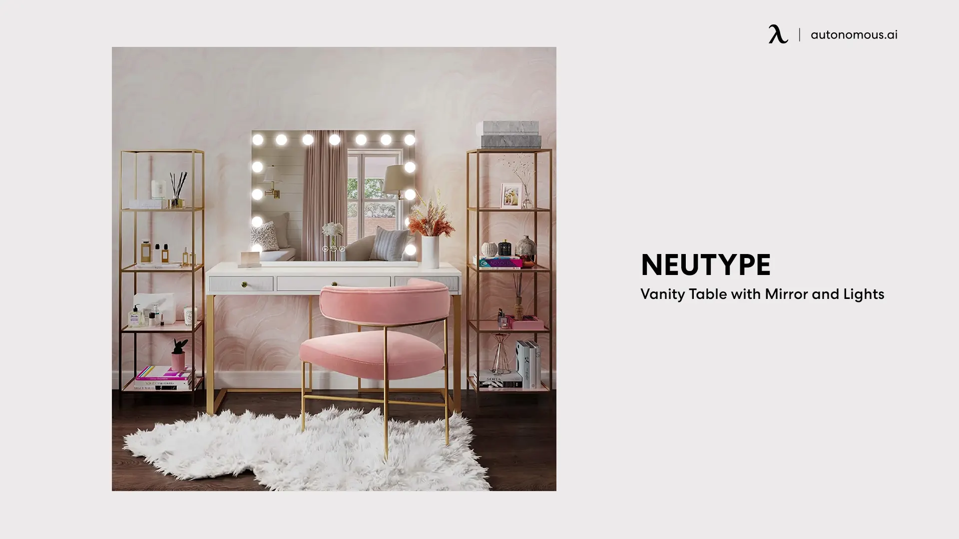 NeuType vanity makeup table with Mirror and Lights