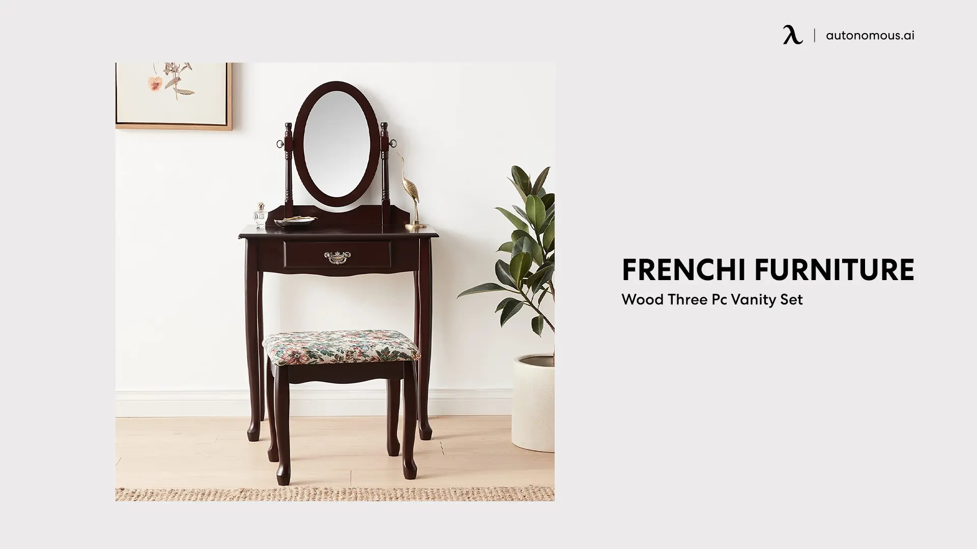 Frenchi Furniture Wood Three Pc Vanity Set