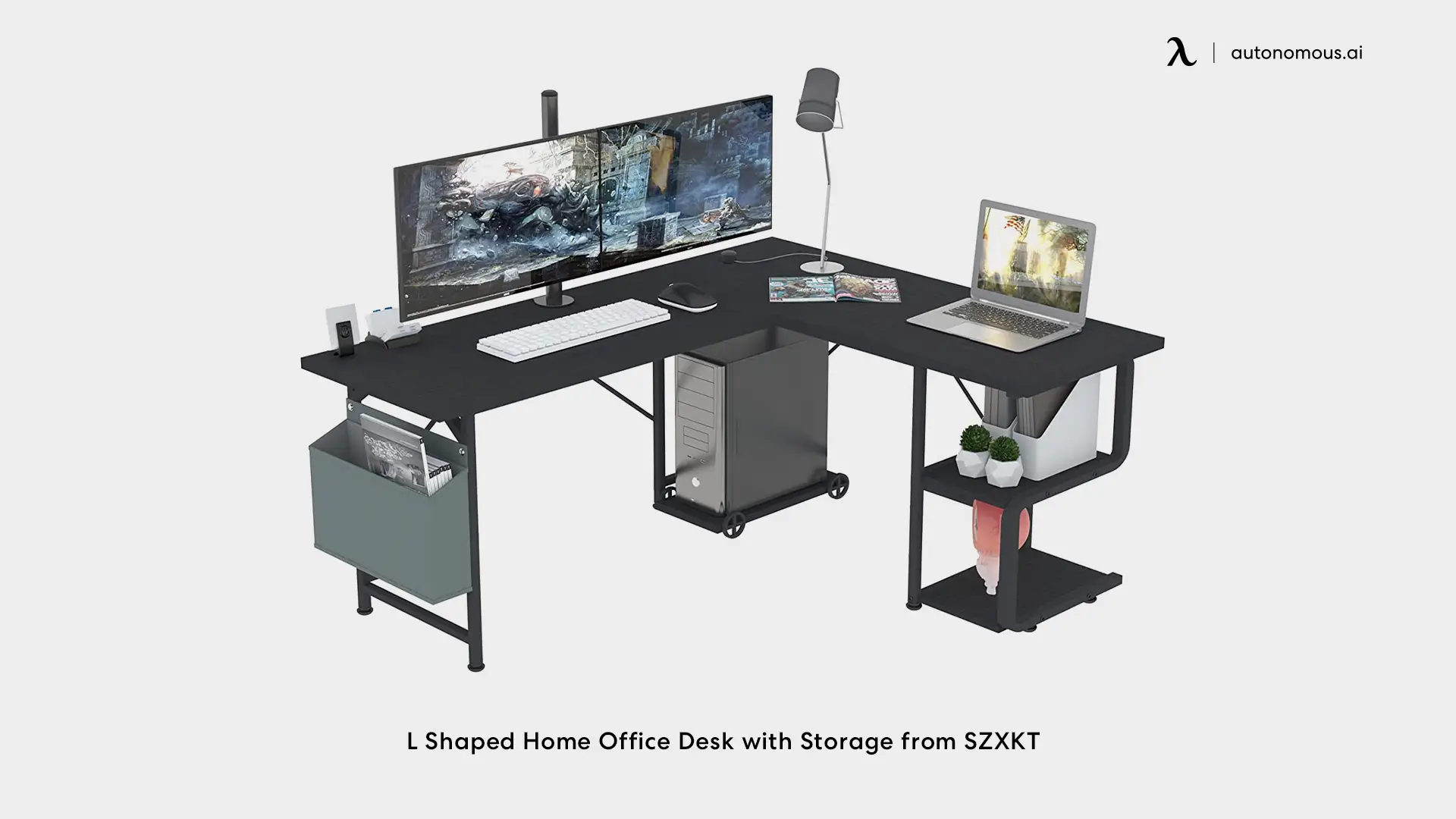 L Shaped Home Office Desk with Storage from SZXKT